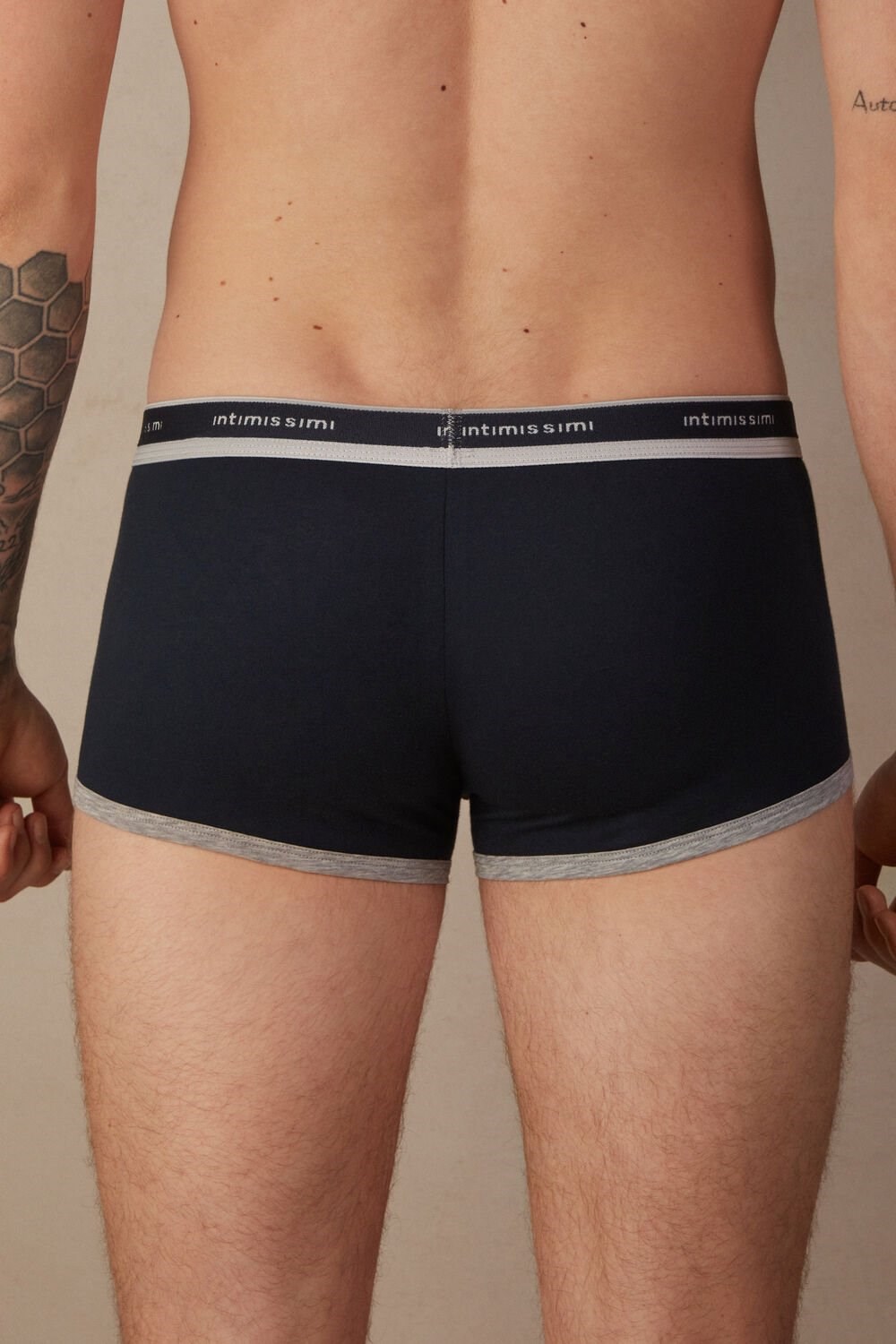 Intimissimi Natural Fresh Supima® Katoenen Boxers with Logo Blauw Blauw Lichtgrijs | 89204RJFV