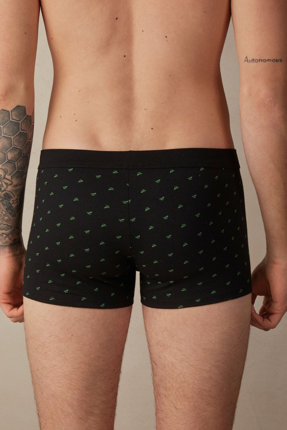 Intimissimi Paper Plane Boxers in Stretch Supima® Katoenen Zwart Zwart | 38742QGLP