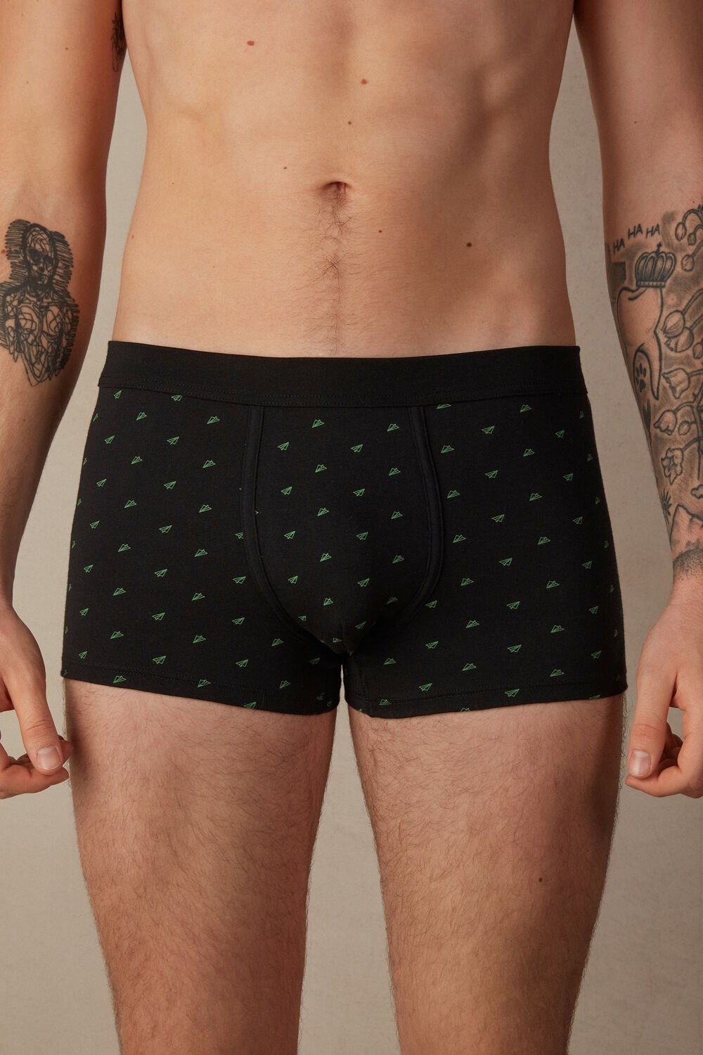 Intimissimi Paper Plane Boxers in Stretch Supima® Katoenen Zwart Zwart | 38742QGLP