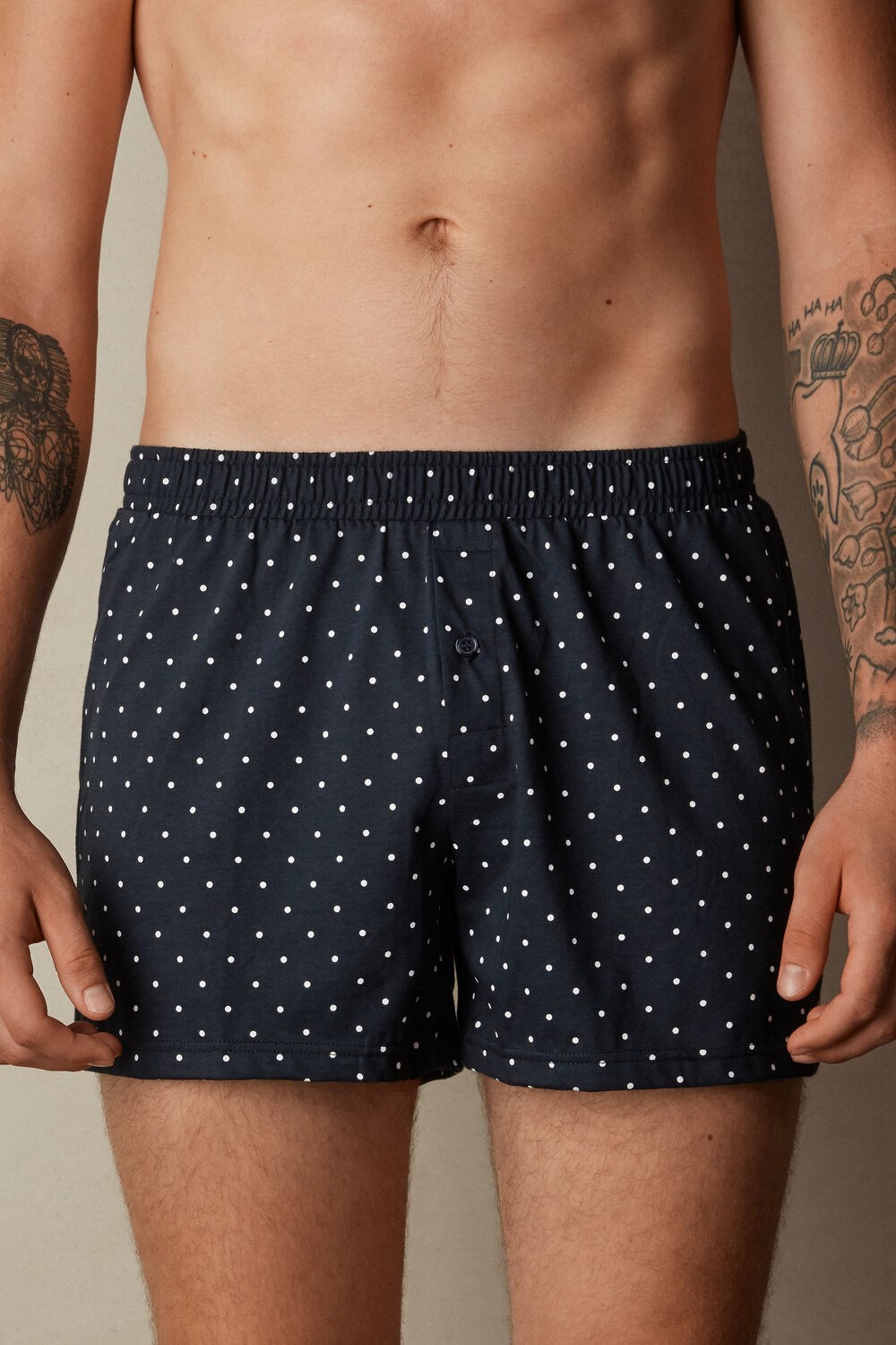 Intimissimi Patterned Katoenen Jersey Relaxed Fit Boxers Blauw Blauw | 82703CYAD