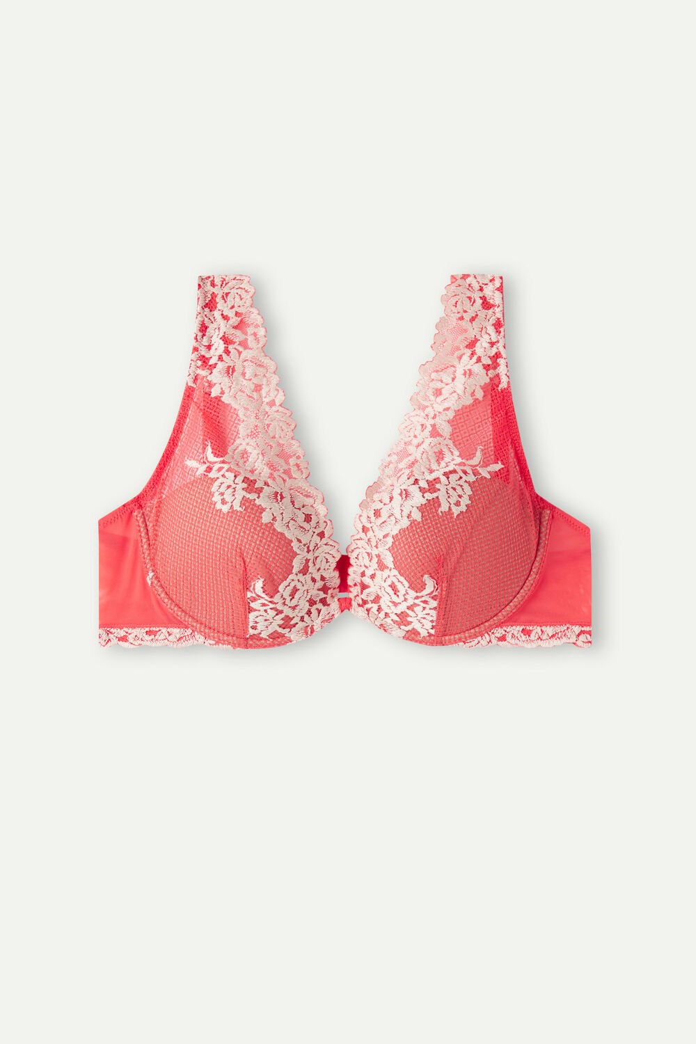 Intimissimi Pretty Flowers Elena Balconette Bra Ivory - 216j - Flame Scarlet / Ivory | 95687AYQI