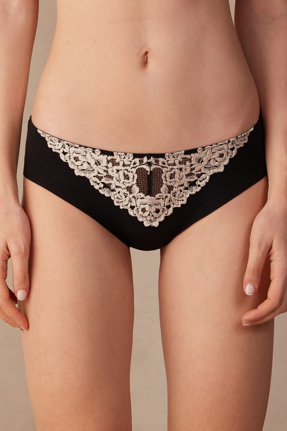 Intimissimi Pretty Flowers Seamless Katoenen Panties Gekleurd Zwart | 83746ONZJ