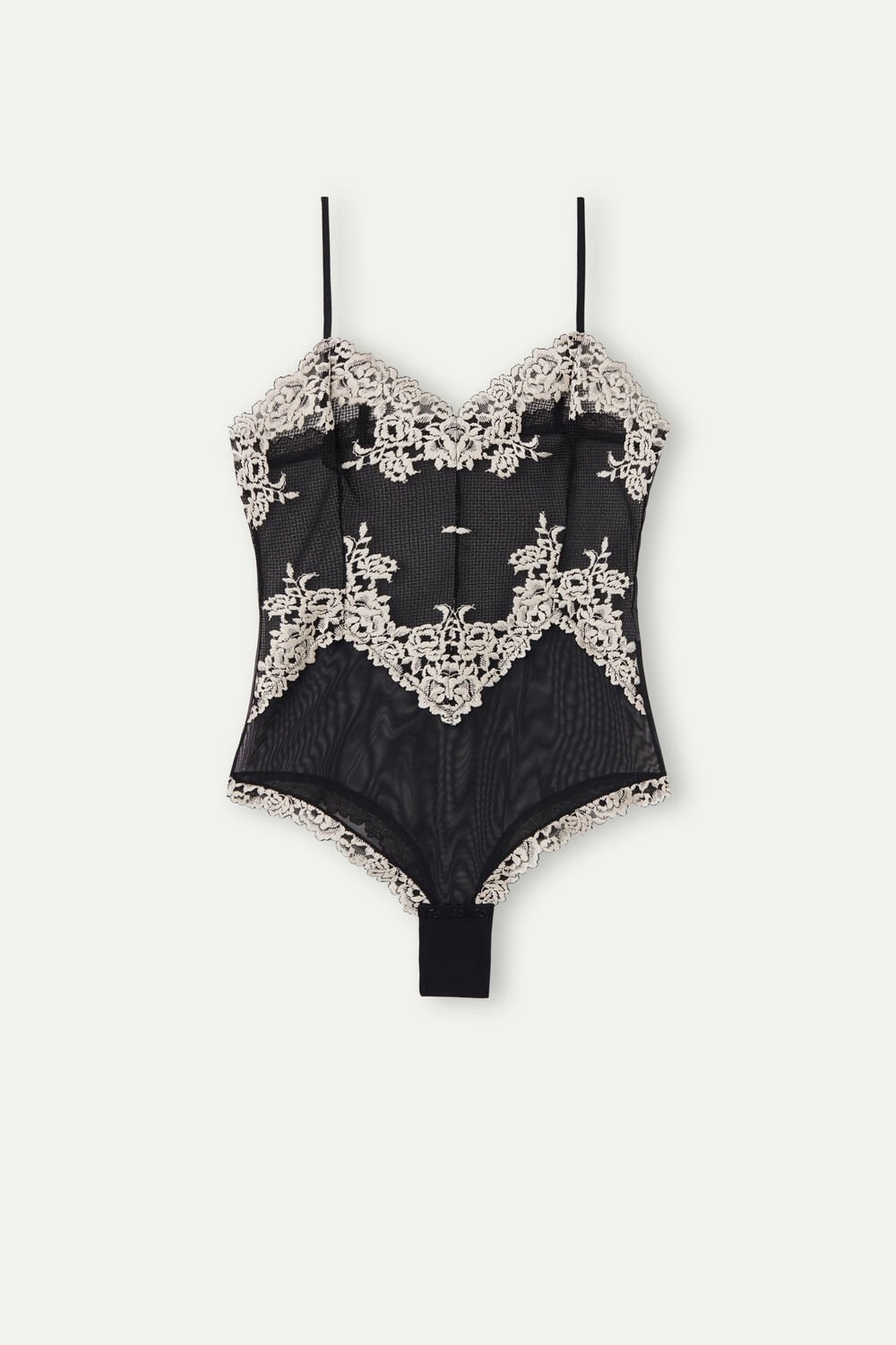 Intimissimi Pretty Flowers Tulle and Kanten Bodysuit Gekleurd Zwart | 41289GHPA