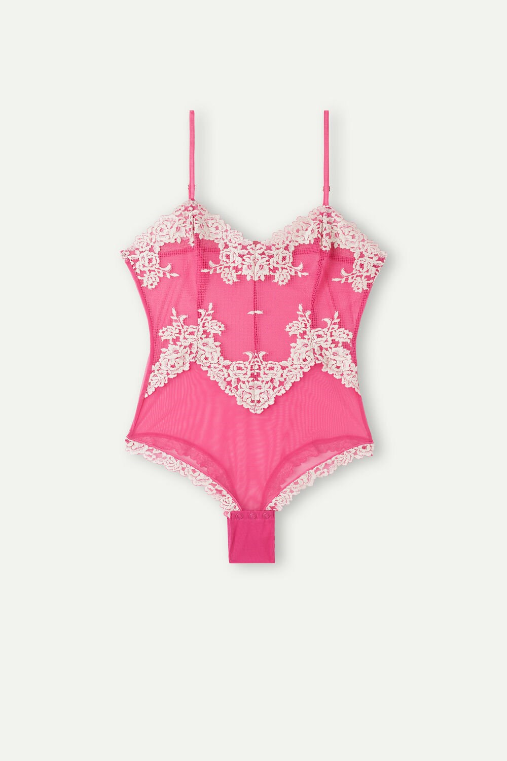 Intimissimi Pretty Flowers Tulle and Kanten Bodysuit Roze Roze | 76984DVAT