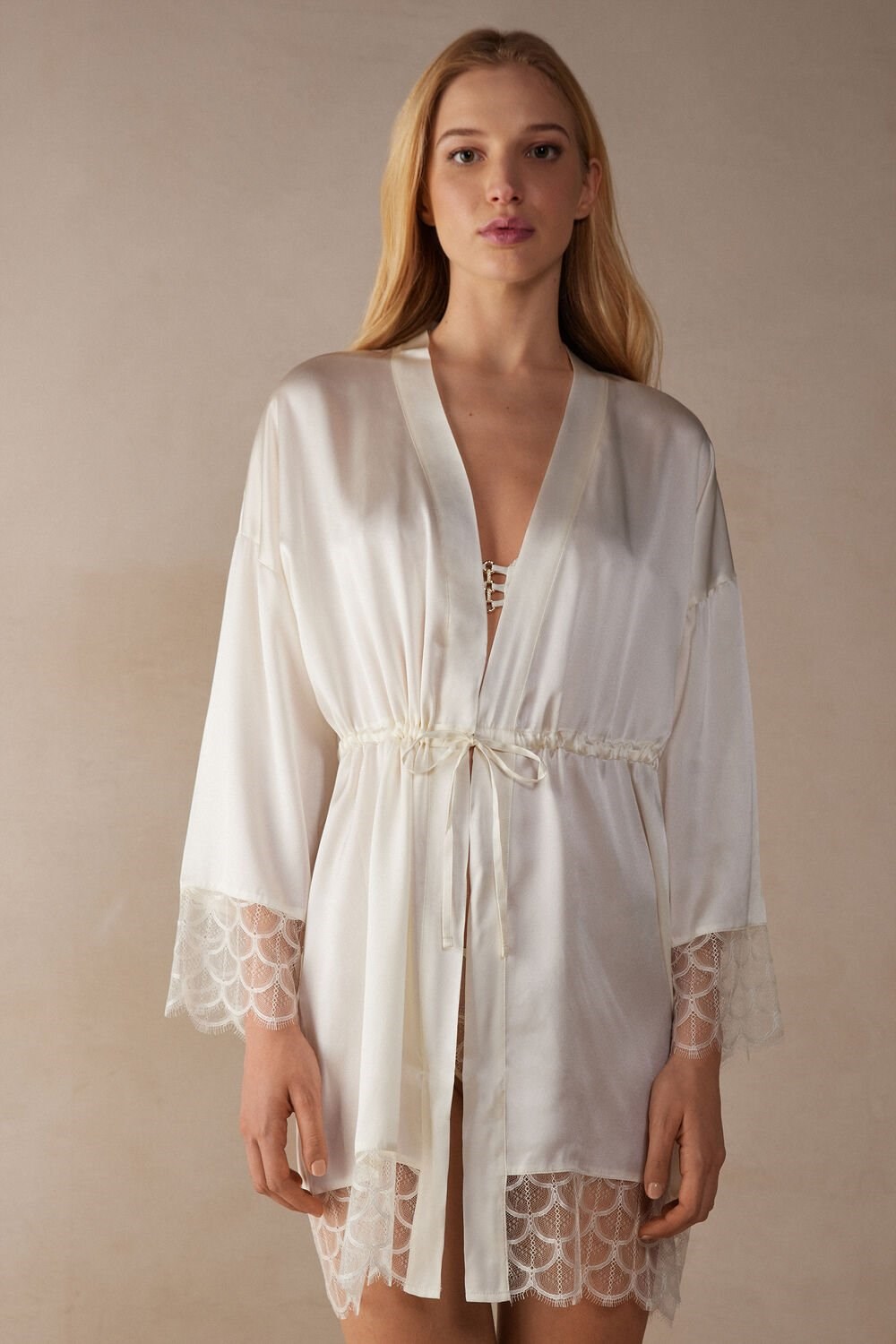 Intimissimi Pure Charme Silk Kimono Wit | 09542NMQG