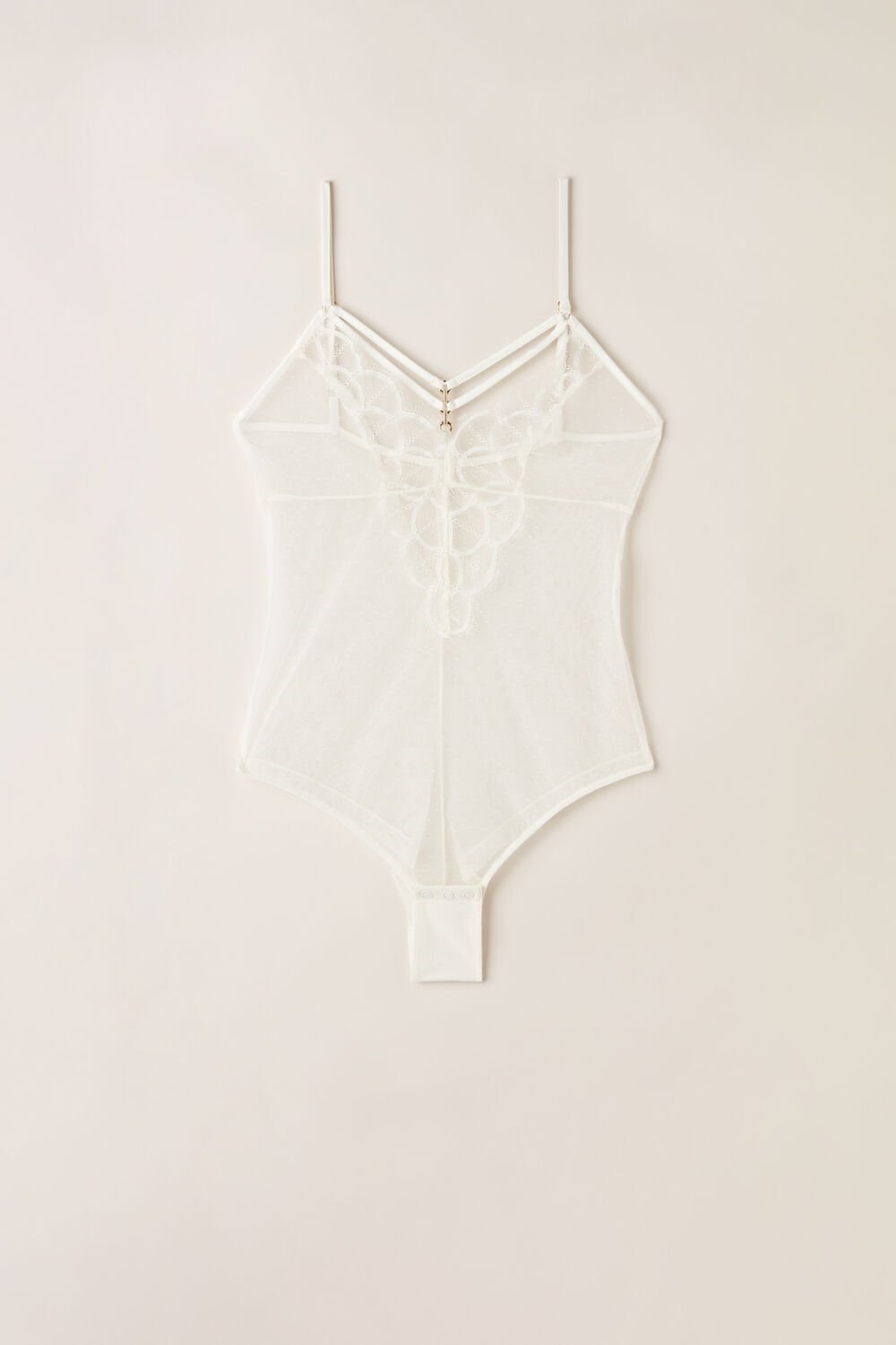 Intimissimi Pure Charme Tulle Bodysuit Wit | 42198FVID