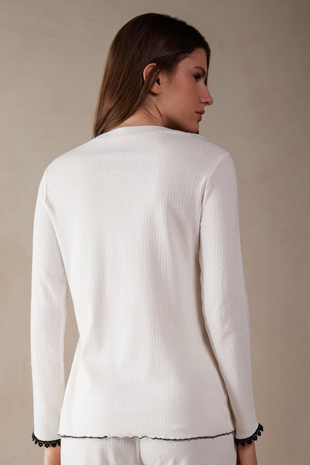 Intimissimi Pure Joy Long Sleeve Henley Top Wit | 24389ITDA