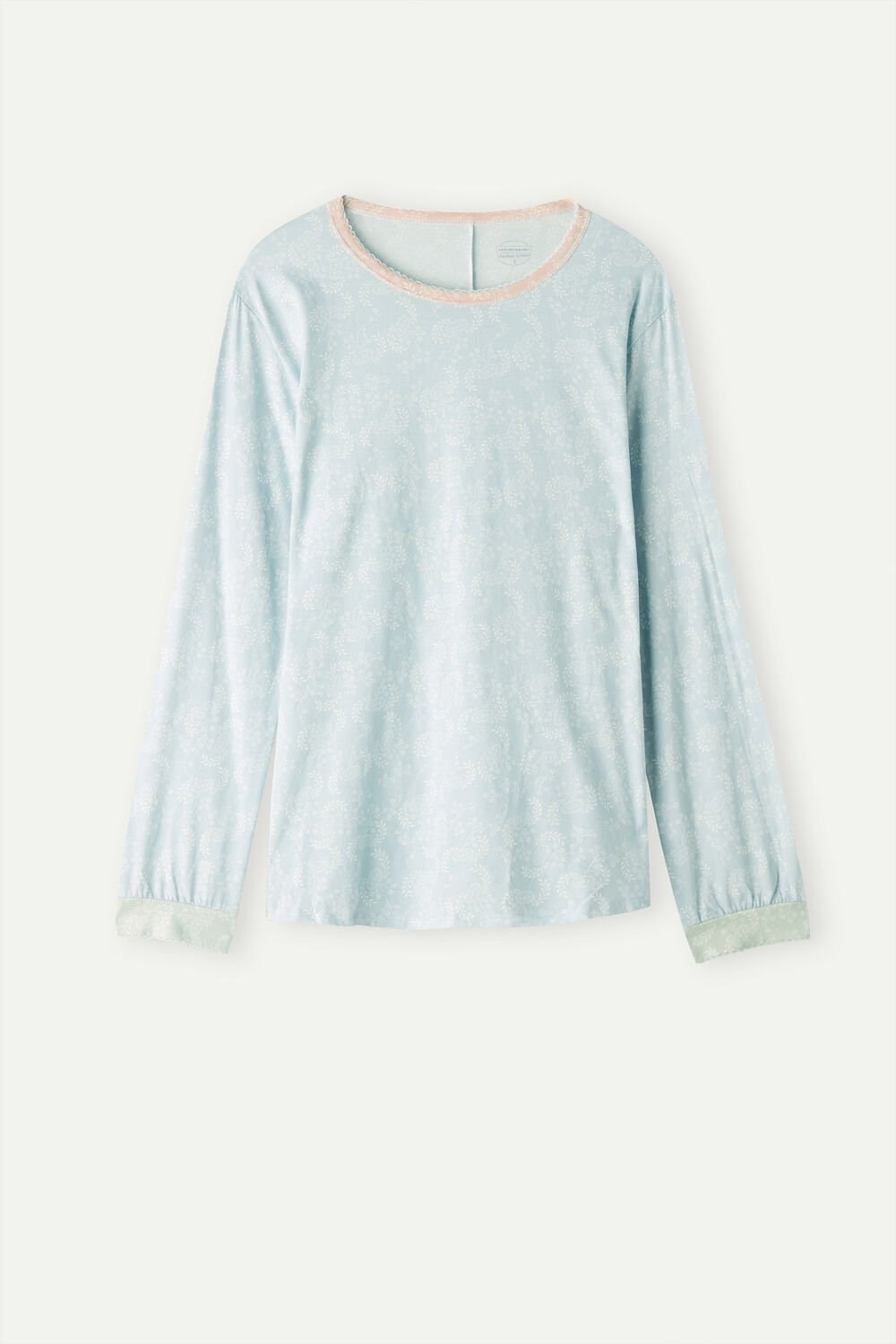 Intimissimi Romantic Cashmere Long Sleeve Katoenen Top Lichtblauw | 43927FOWN