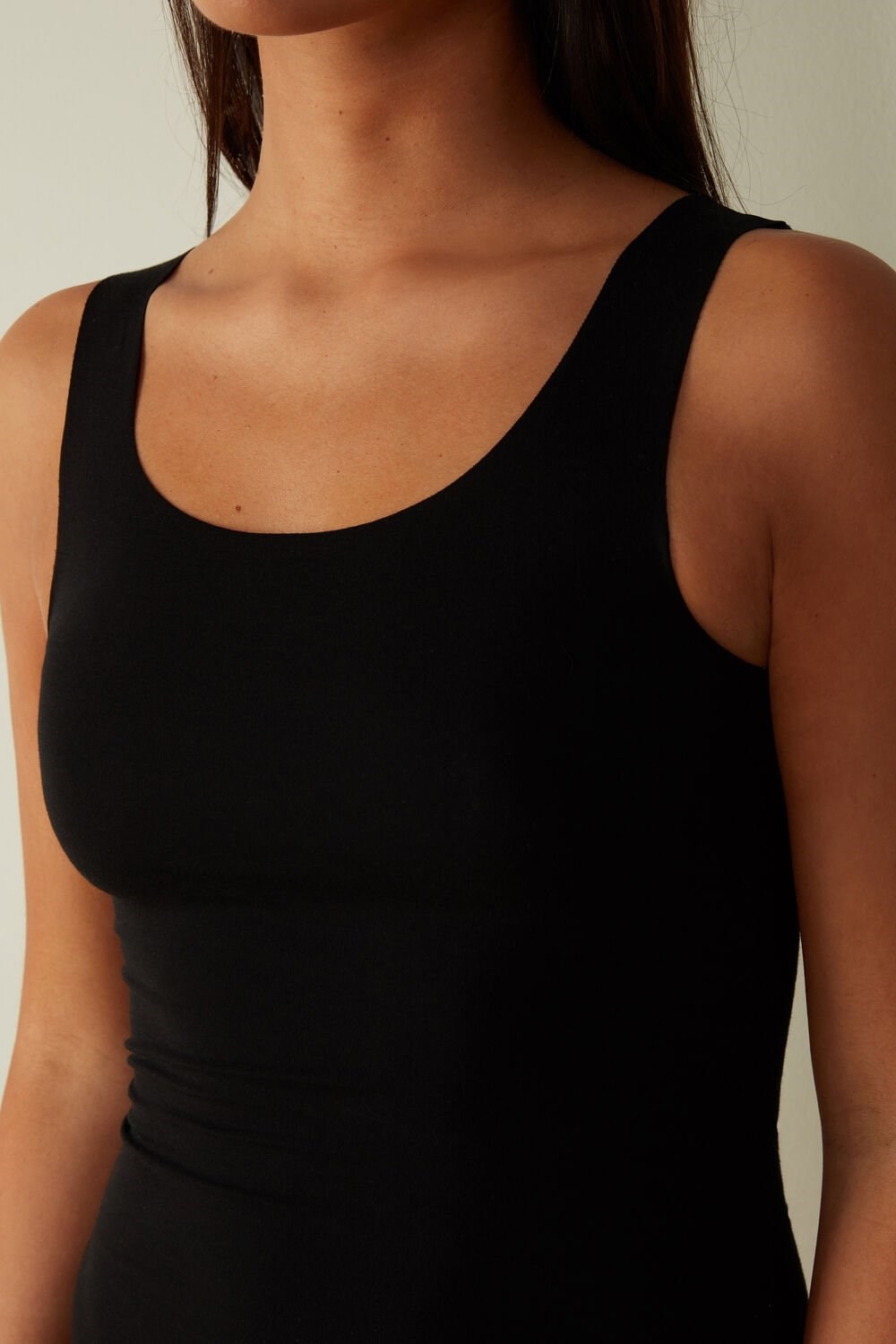 Intimissimi Seamless Supima® Katoenen Tank Top Zwart Zwart | 95132GJWB