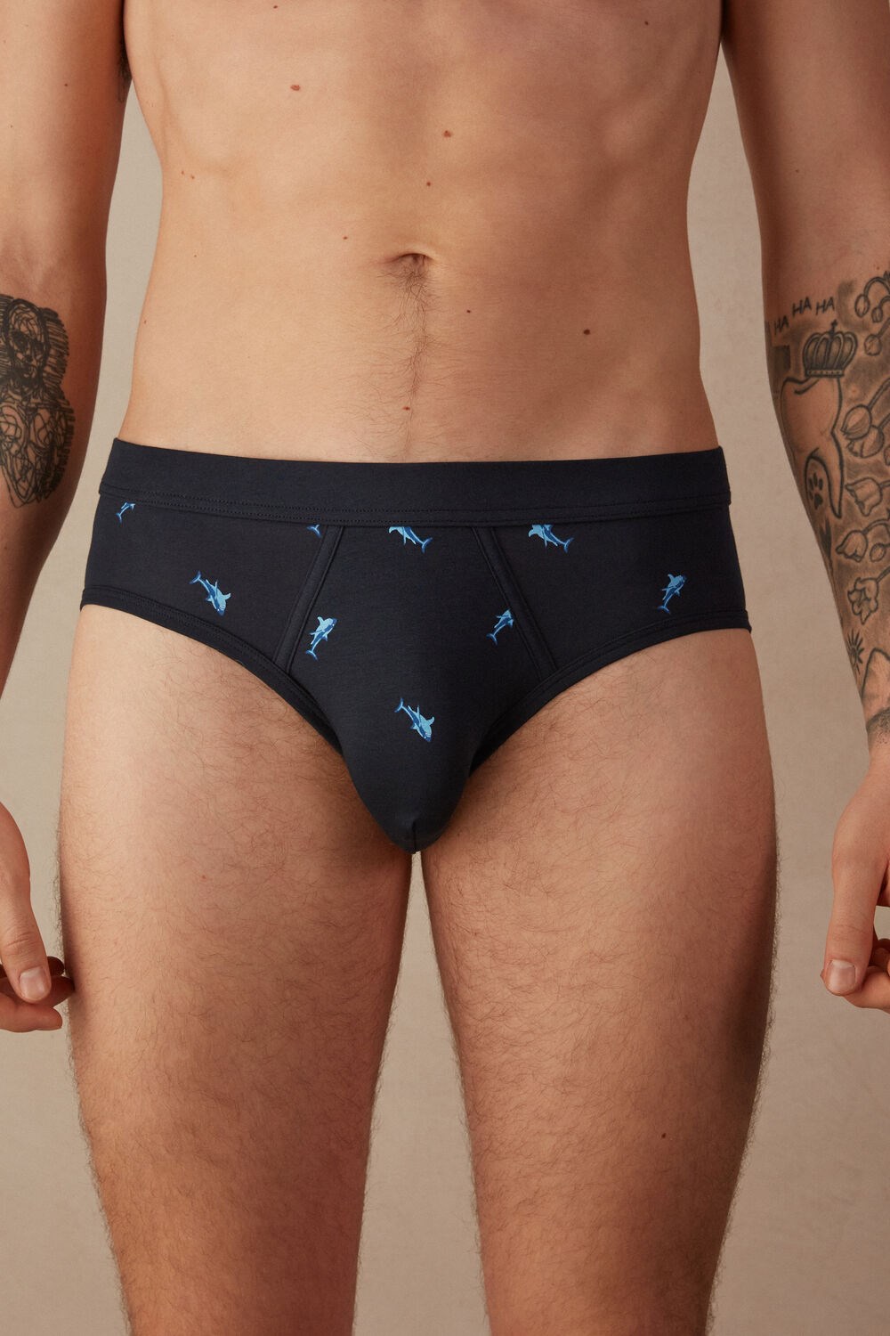 Intimissimi Shark Briefs in Natural Fresh Supima® Katoenen Blauw Blauw | 05461IUXR