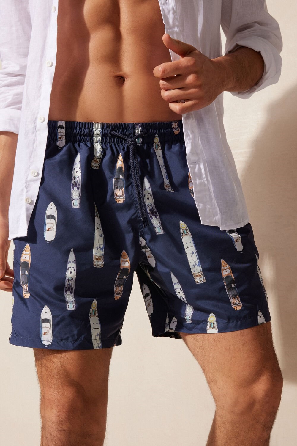 Intimissimi Ship Print Swim Trunks Blauw | 61407GHEM