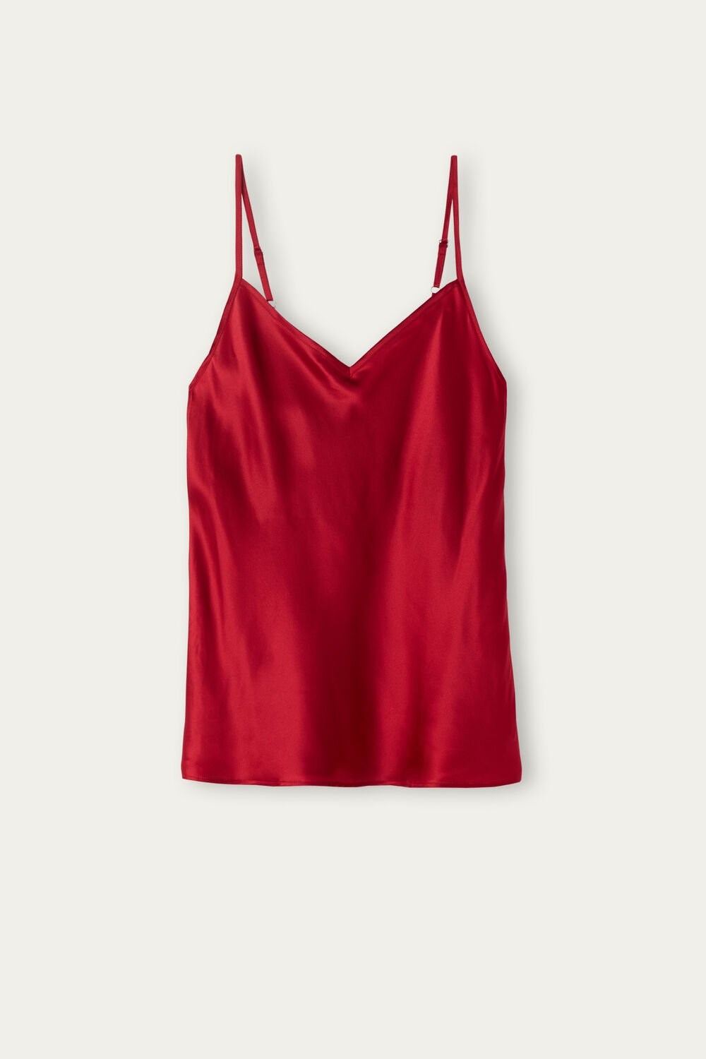 Intimissimi Silk Satin Top with V-neckline Rood Rood | 05178GHRJ