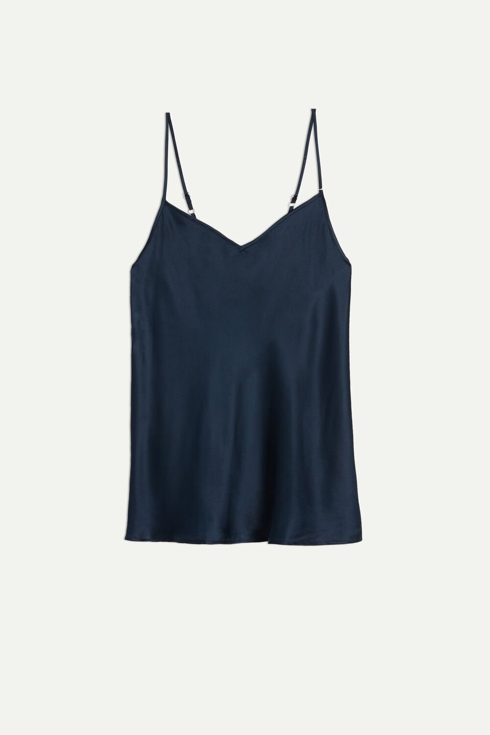 Intimissimi Silk Satin Top with V-neckline Blauw Blauw | 23985YJHC