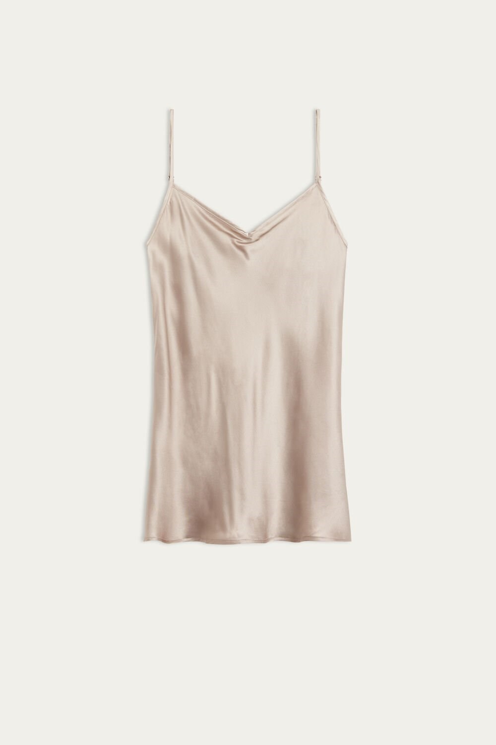 Intimissimi Silk Satin Top with V-neckline Beige | 40169HETI