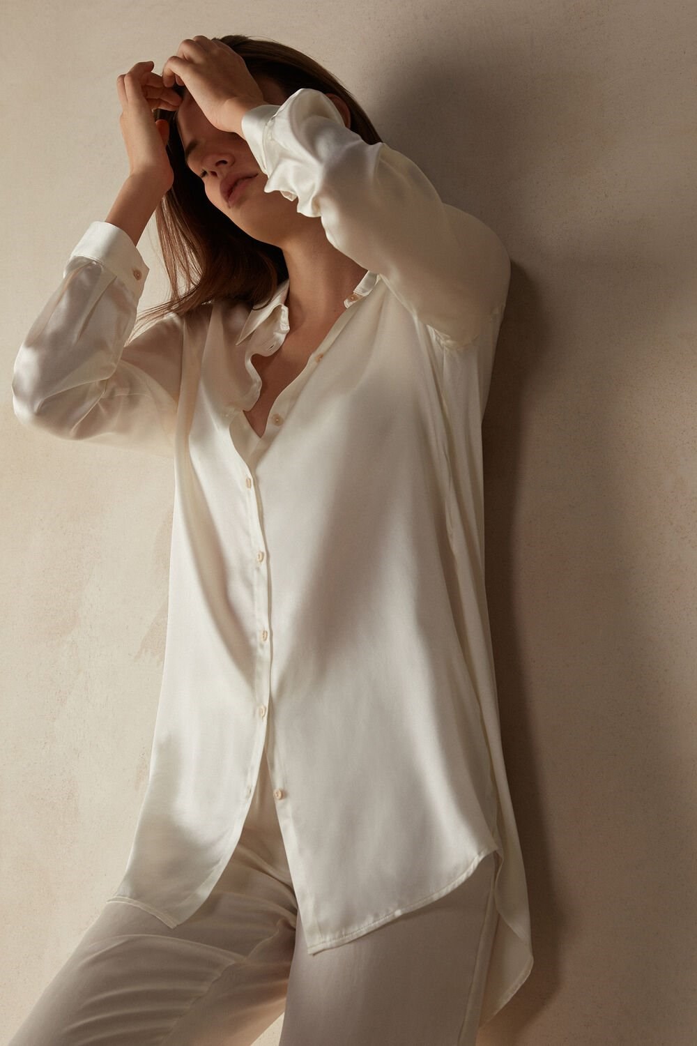 Intimissimi Silk Shirt Wit | 06812YPSV