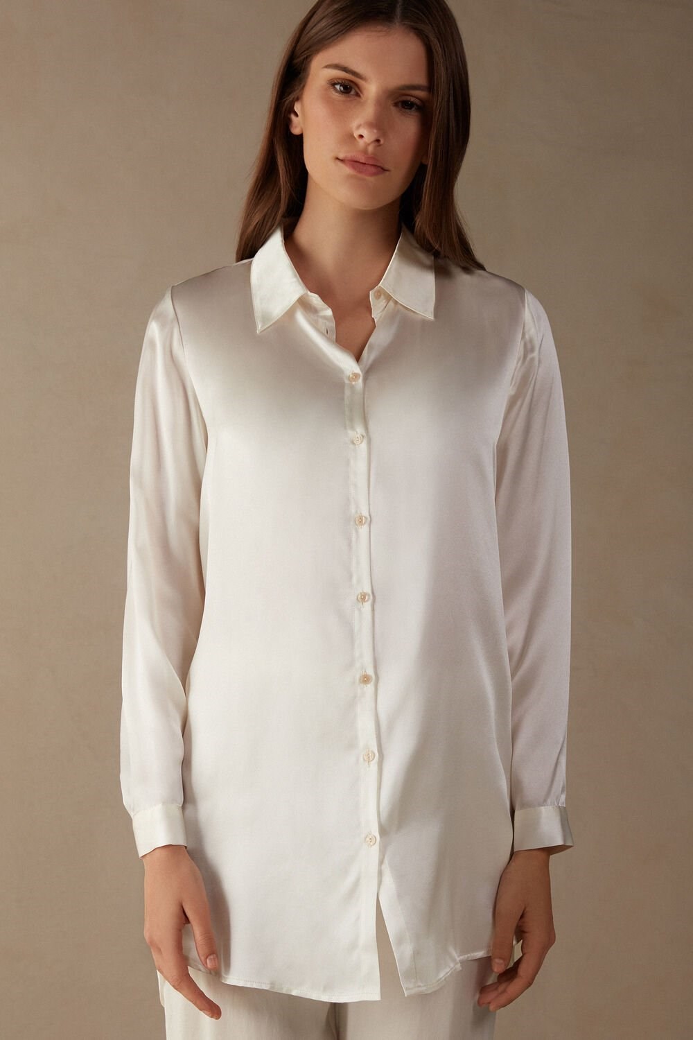 Intimissimi Silk Shirt Wit | 06812YPSV