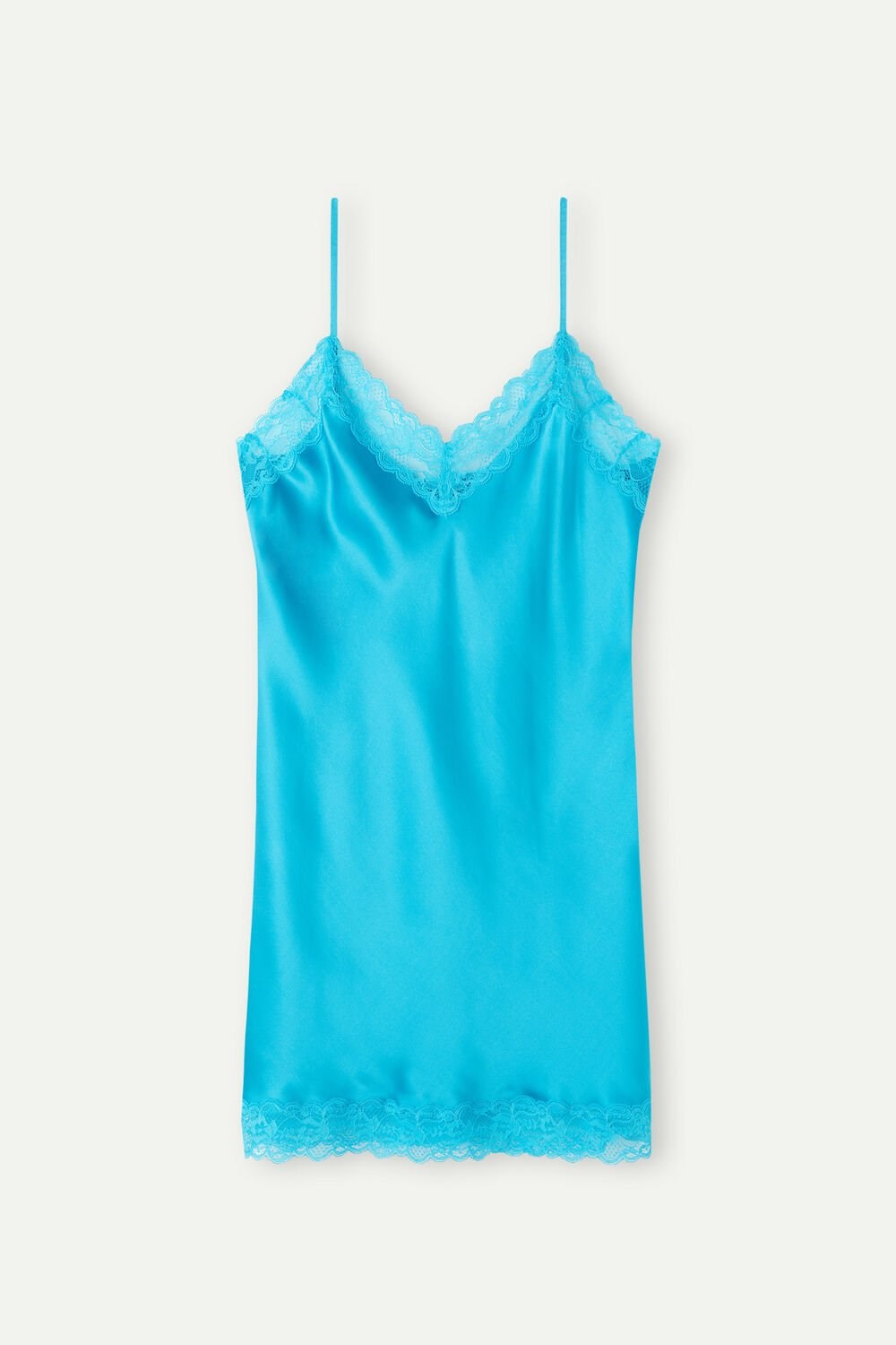 Intimissimi Silk Slip with Kanten Insert Detail Blauw Turquoise | 70293NZYV