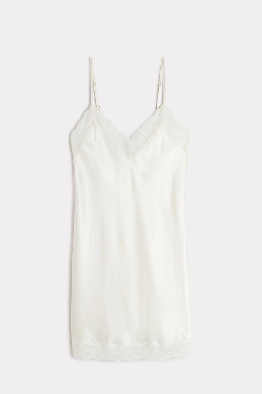 Intimissimi Silk Slip with Kanten Insert Detail Wit | 93465OBQR