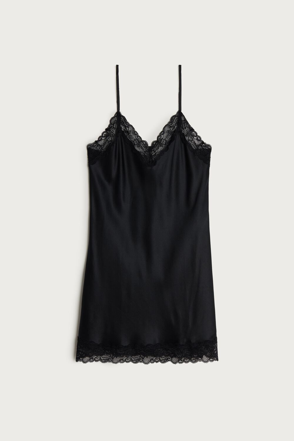 Intimissimi Silk Slip with Kanten Insert Detail Zwart | 94136XSQV