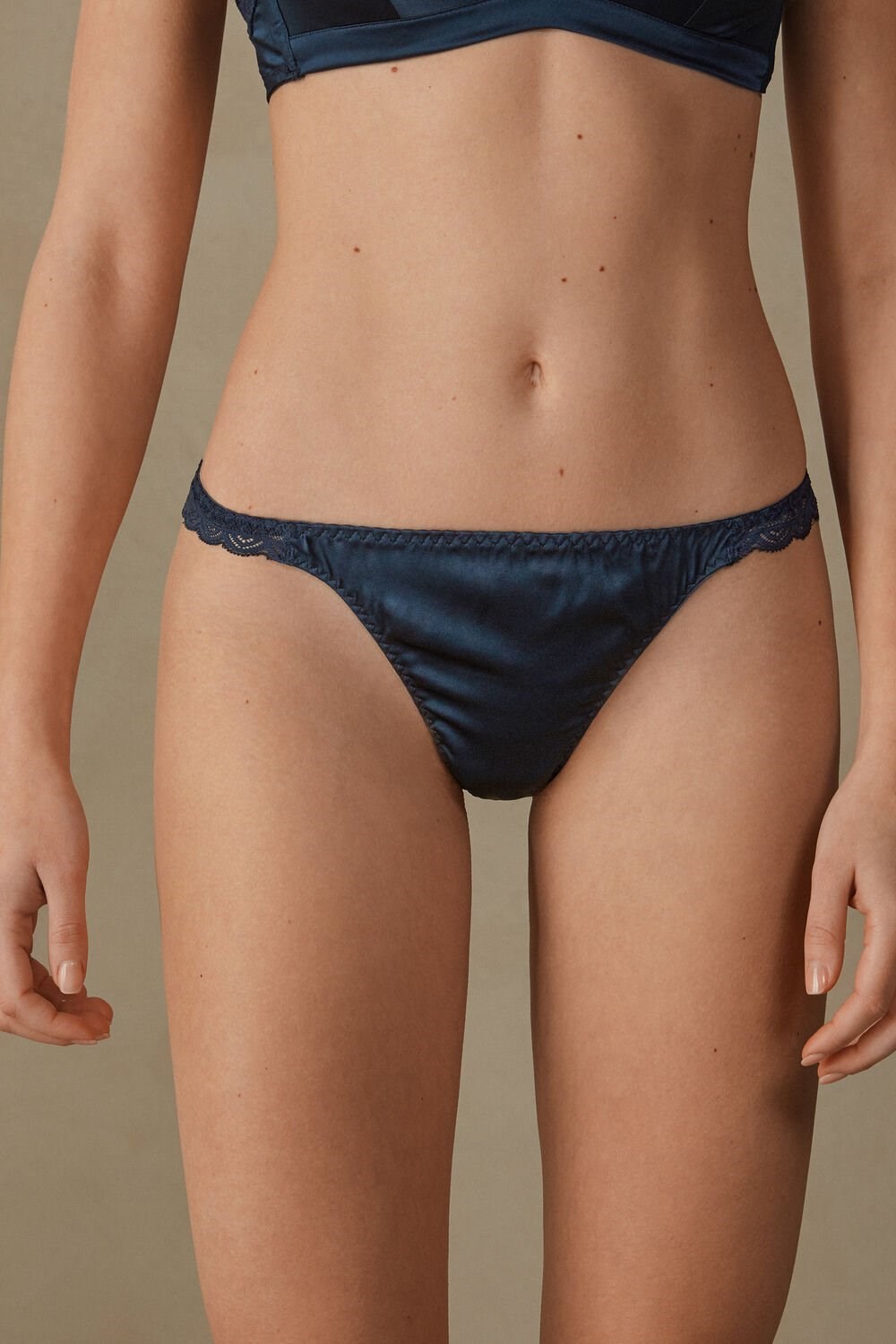 Intimissimi Silk and Kanten G-String Blauw Blauw | 09862IRAL