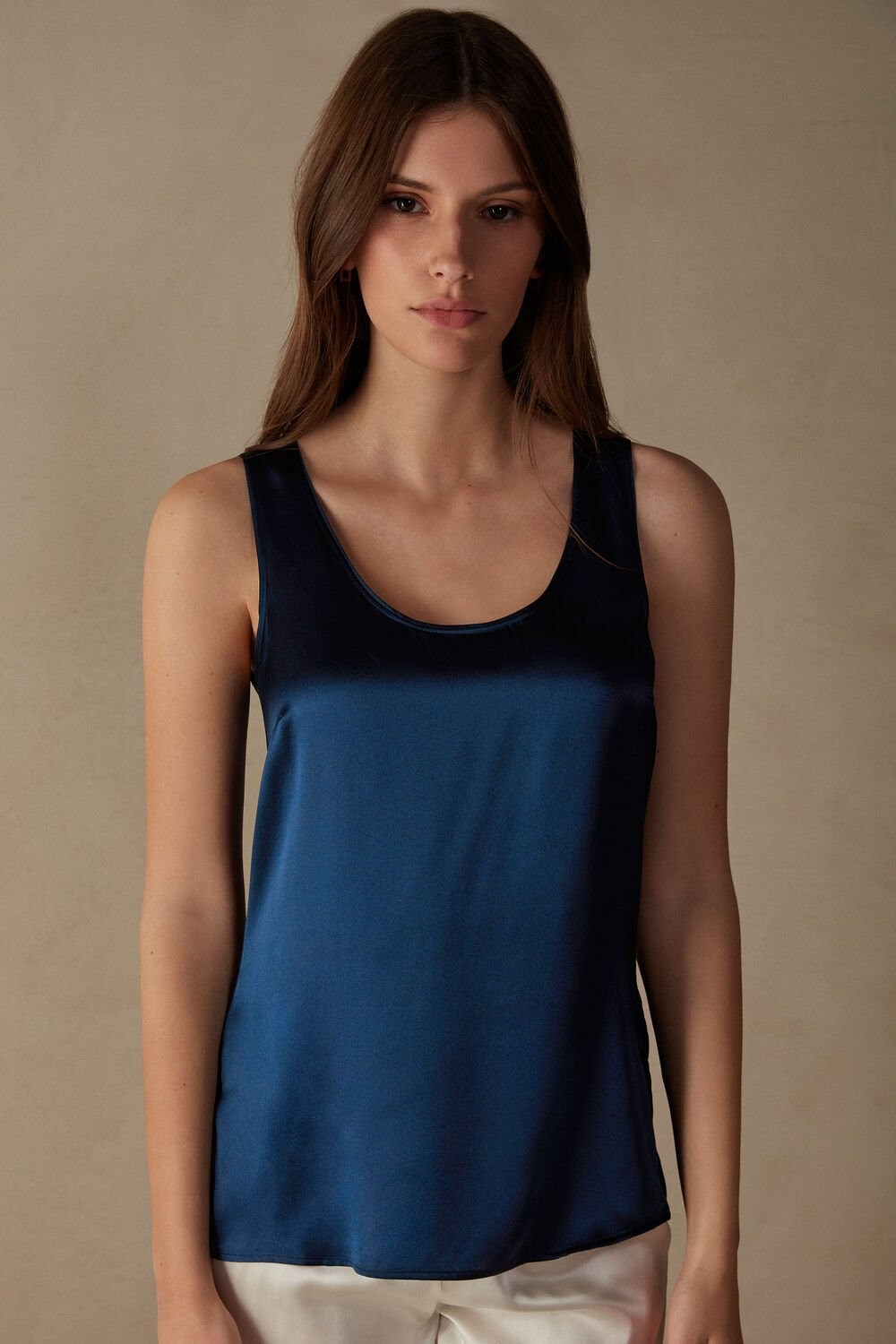 Intimissimi Silk and Modal Tank Top Blauw Blauw | 12893CYHT