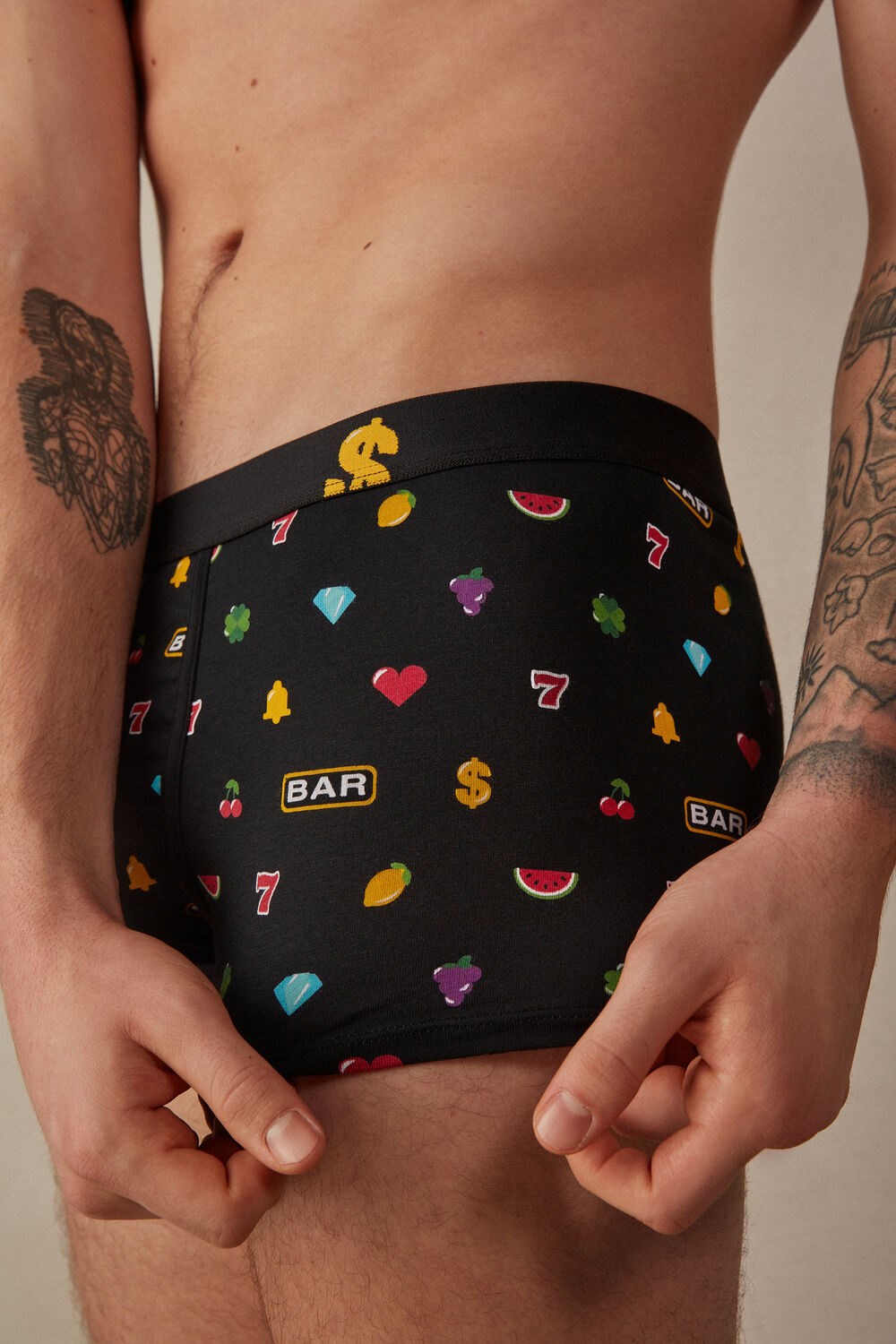 Intimissimi Slot Machine Boxers in Stretch Supima® Katoenen Zwart Zwart | 31682TKXV