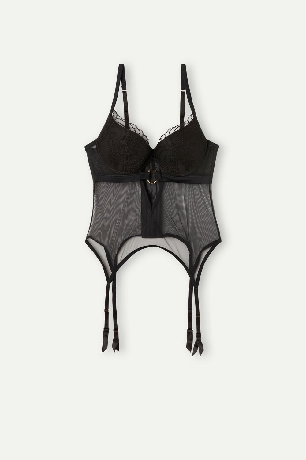 Intimissimi Steal the Show Guipure Demi-Cup Bra Zwart Zwart | 17492GBOT