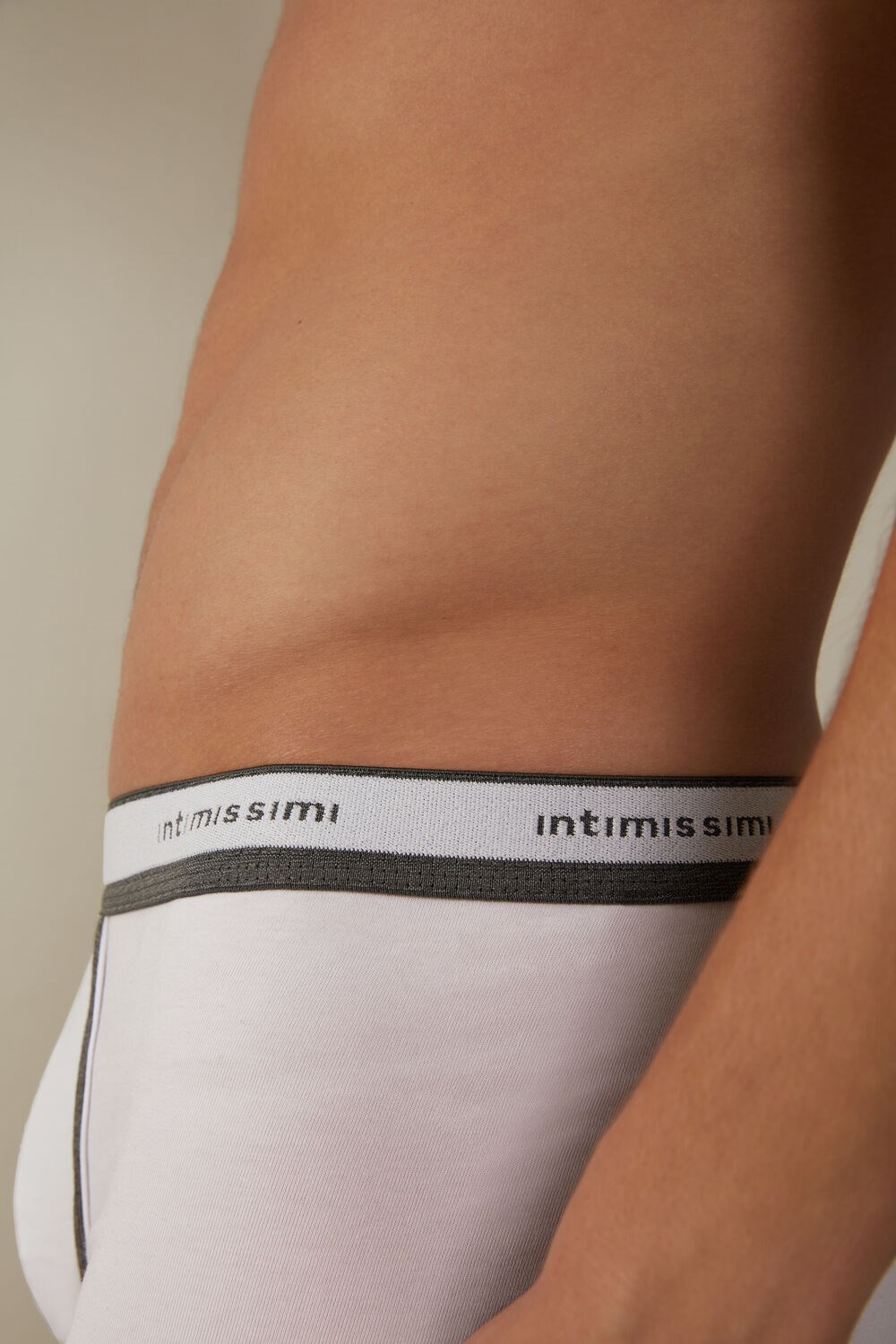 Intimissimi Stretch Supima® Katoenen Boxer Shorts with Logo Detail Grijs Wit | 10784YXGT