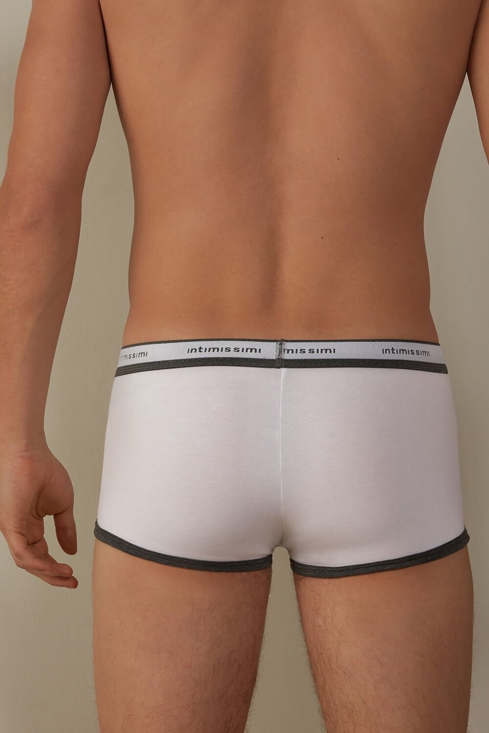 Intimissimi Stretch Supima® Katoenen Boxer Shorts with Logo Detail Grijs Wit | 10784YXGT