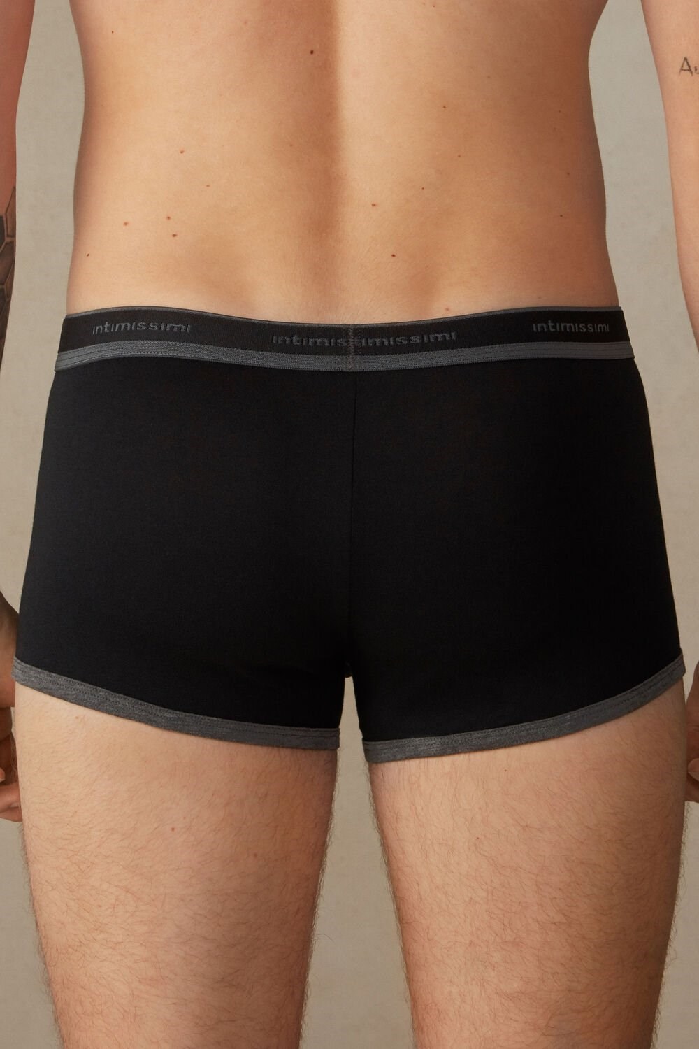 Intimissimi Stretch Supima® Katoenen Boxer Shorts with Logo Detail Zwart Zwart | 24786APJE