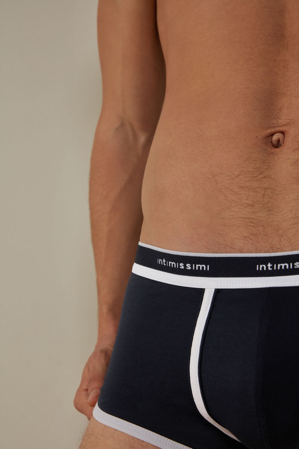 Intimissimi Stretch Supima® Katoenen Boxer Shorts with Logo Detail Blauw Blauw Wit | 25169RKPC