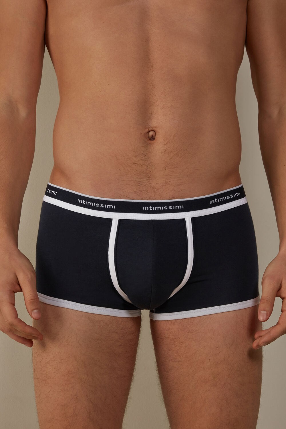 Intimissimi Stretch Supima® Katoenen Boxer Shorts with Logo Detail Blauw Blauw Wit | 25169RKPC