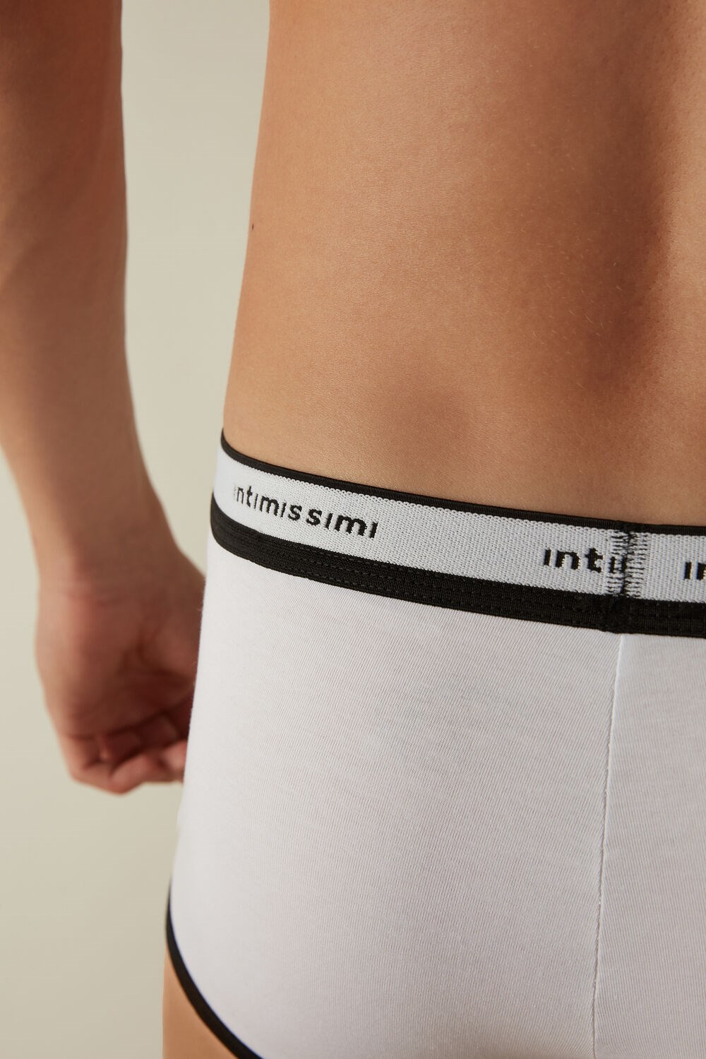 Intimissimi Stretch Supima® Katoenen Boxer Shorts with Logo Detail Gekleurd Wit Zwart | 34579OATW