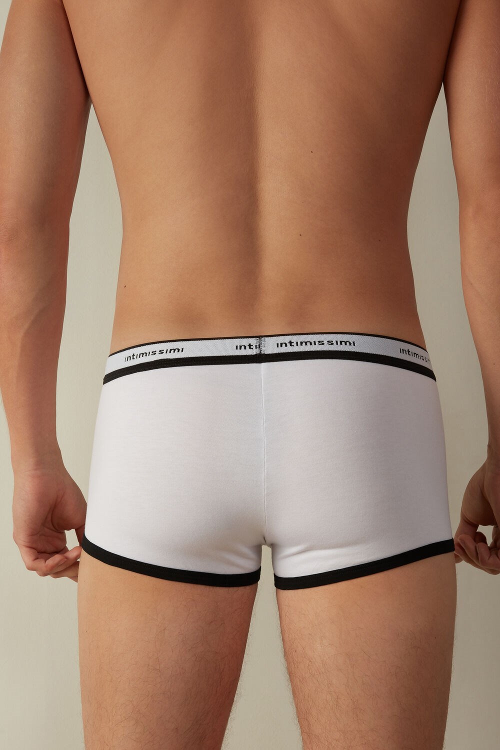 Intimissimi Stretch Supima® Katoenen Boxer Shorts with Logo Detail Gekleurd Wit Zwart | 34579OATW