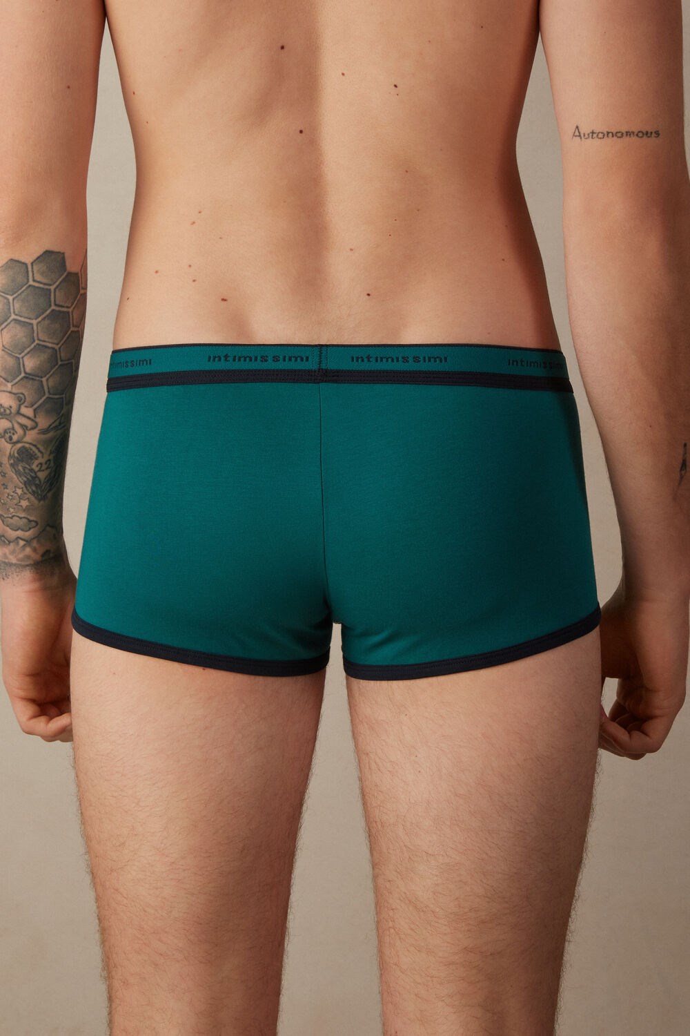 Intimissimi Stretch Supima® Katoenen Boxer Shorts with Logo Detail Groen Groen Blauw | 45963SPWA