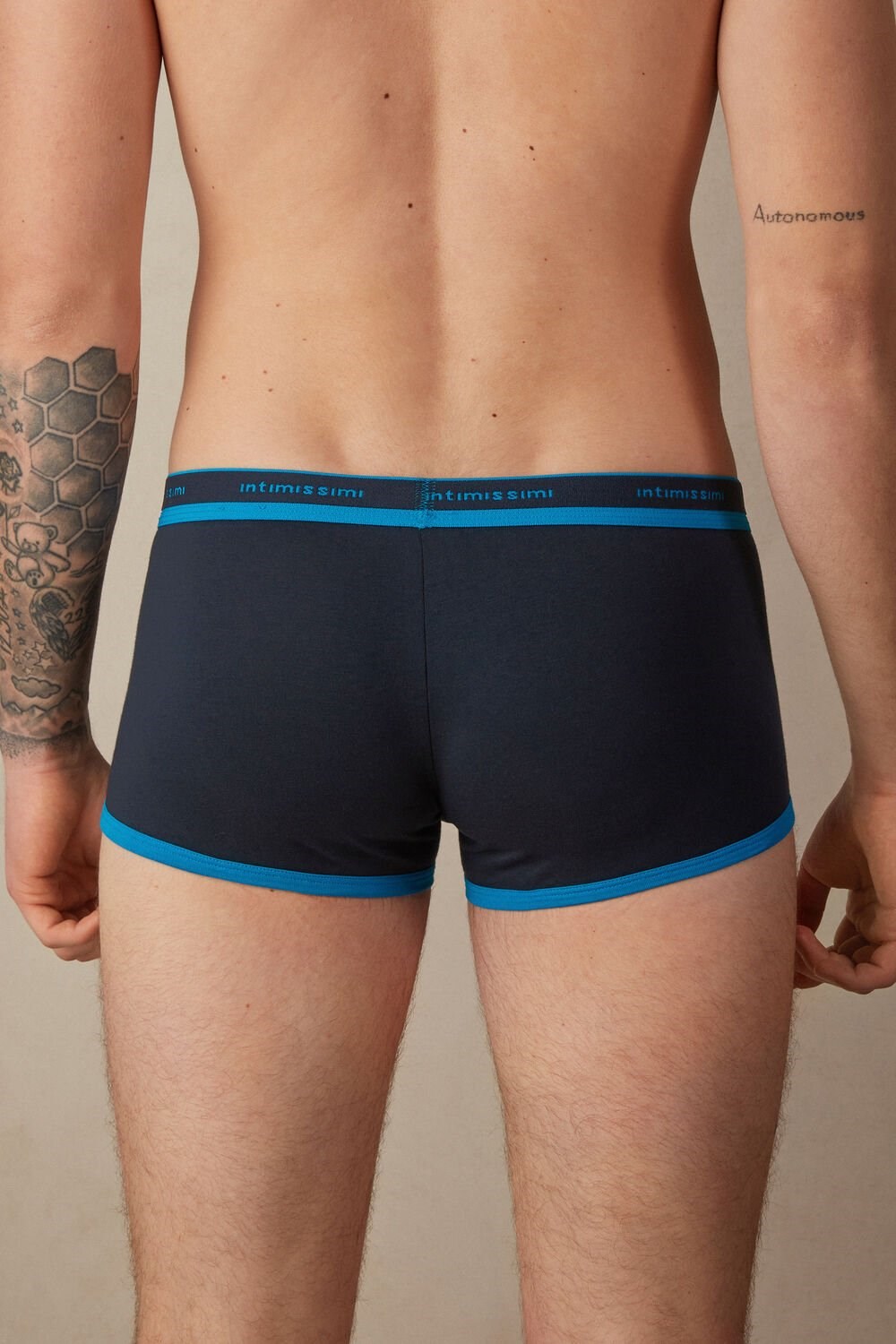 Intimissimi Stretch Supima® Katoenen Boxer Shorts with Logo Detail Zwart Blauw | 54689ISJE