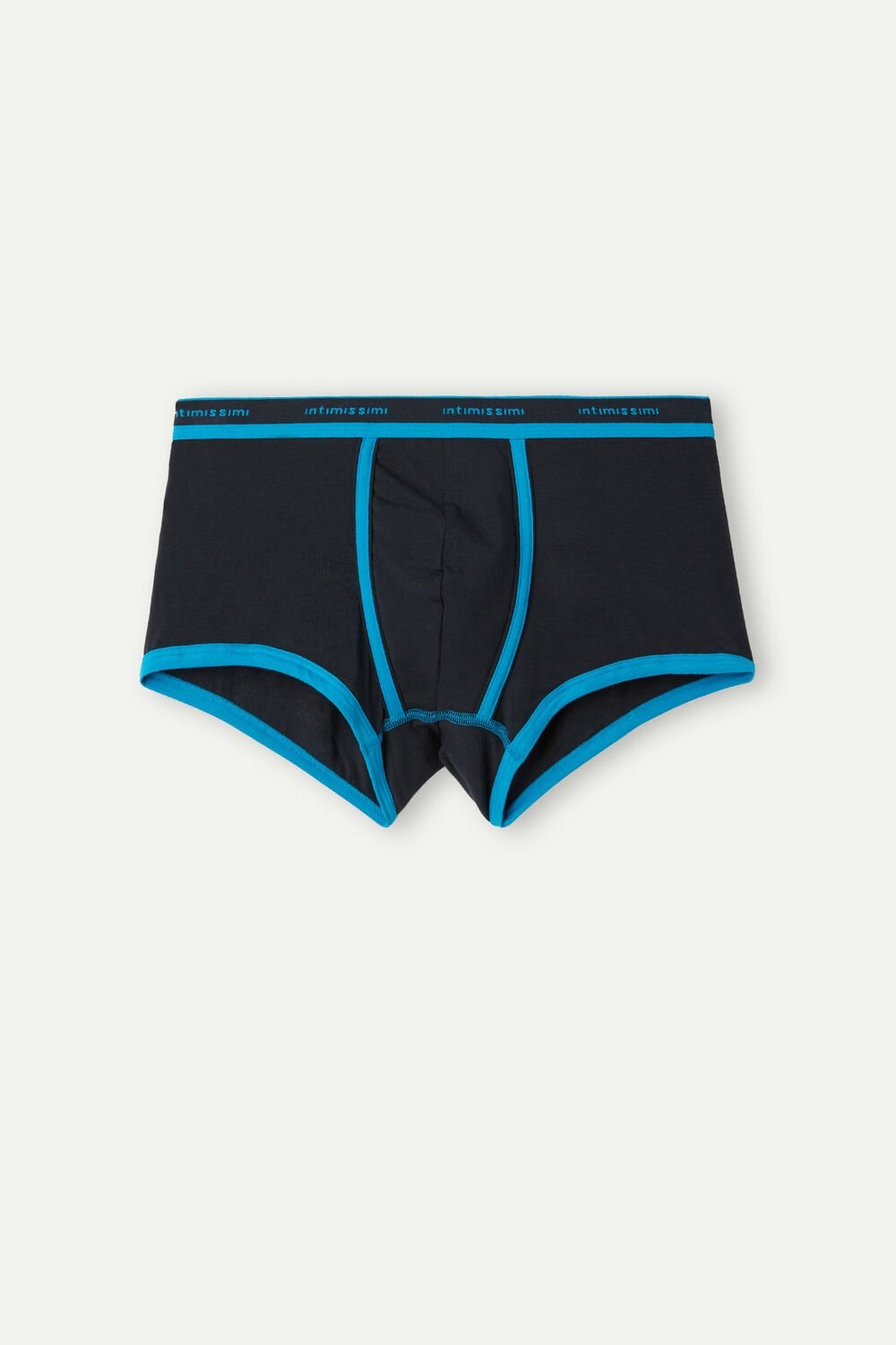 Intimissimi Stretch Supima® Katoenen Boxer Shorts with Logo Detail Zwart Blauw | 54689ISJE