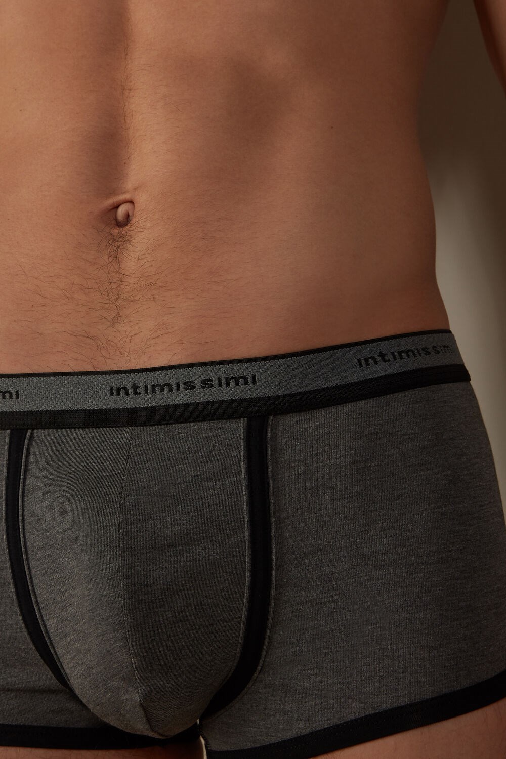 Intimissimi Stretch Supima® Katoenen Boxer Shorts with Logo Detail Zwart Grijs Zwart | 76035EIKQ