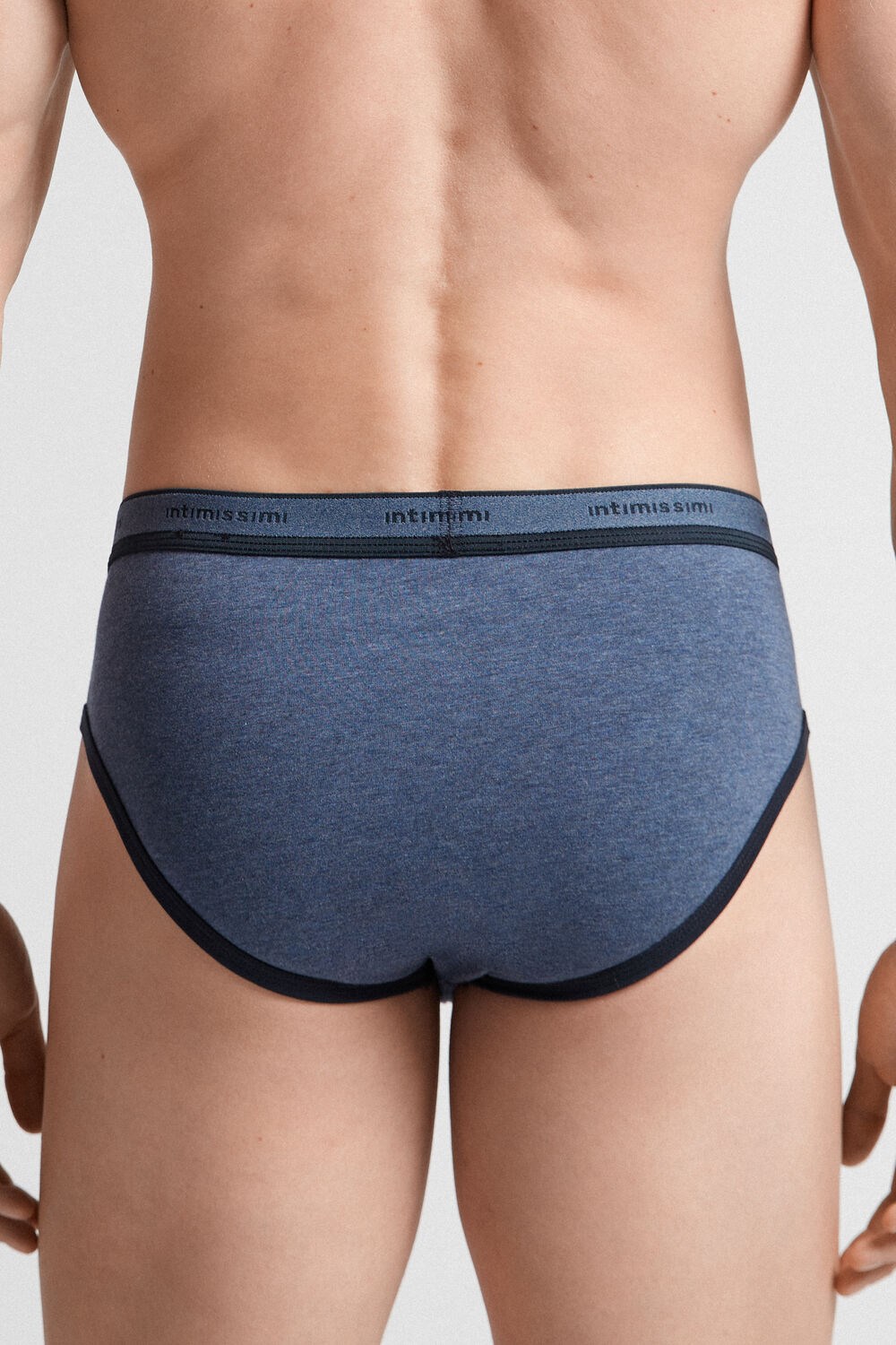 Intimissimi Stretch Supima® Katoenen Brief with Logo Detail Blauw Blauw Blauw | 12038BMUY