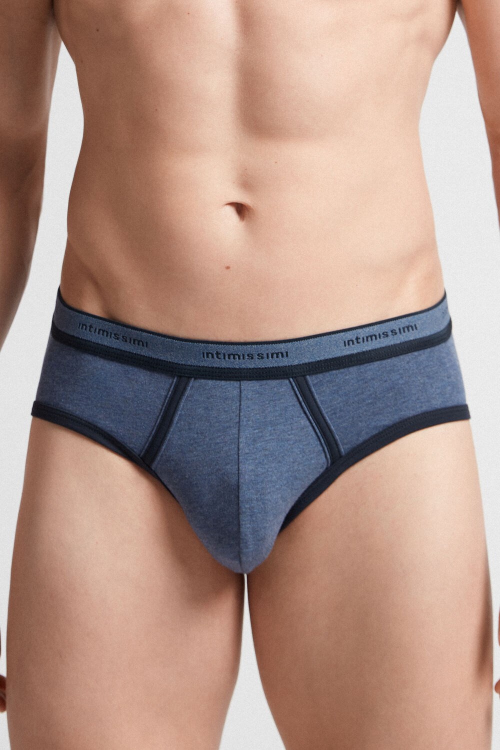 Intimissimi Stretch Supima® Katoenen Brief with Logo Detail Blauw Blauw Blauw | 12038BMUY