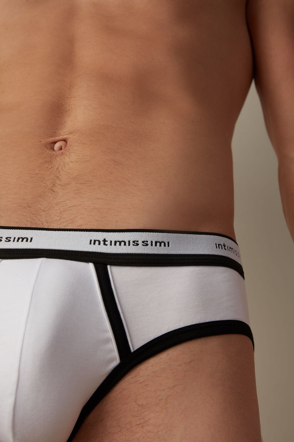 Intimissimi Stretch Supima® Katoenen Brief with Logo Detail Gekleurd Wit Zwart | 46973FDVG