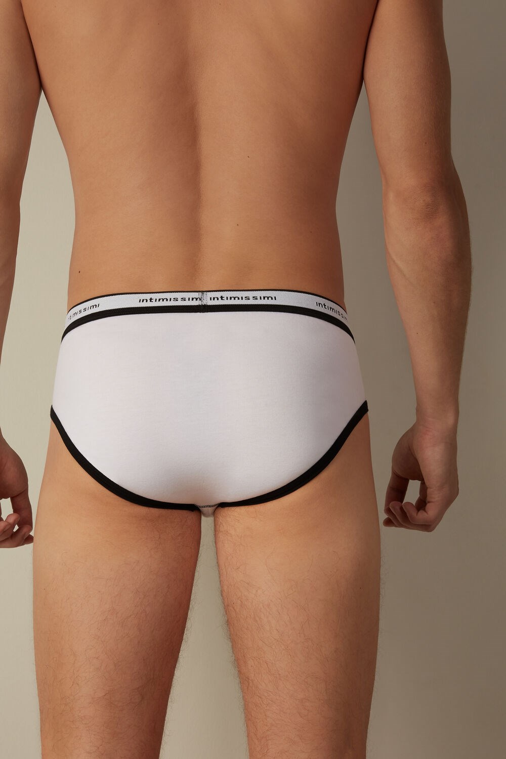 Intimissimi Stretch Supima® Katoenen Brief with Logo Detail Gekleurd Wit Zwart | 46973FDVG