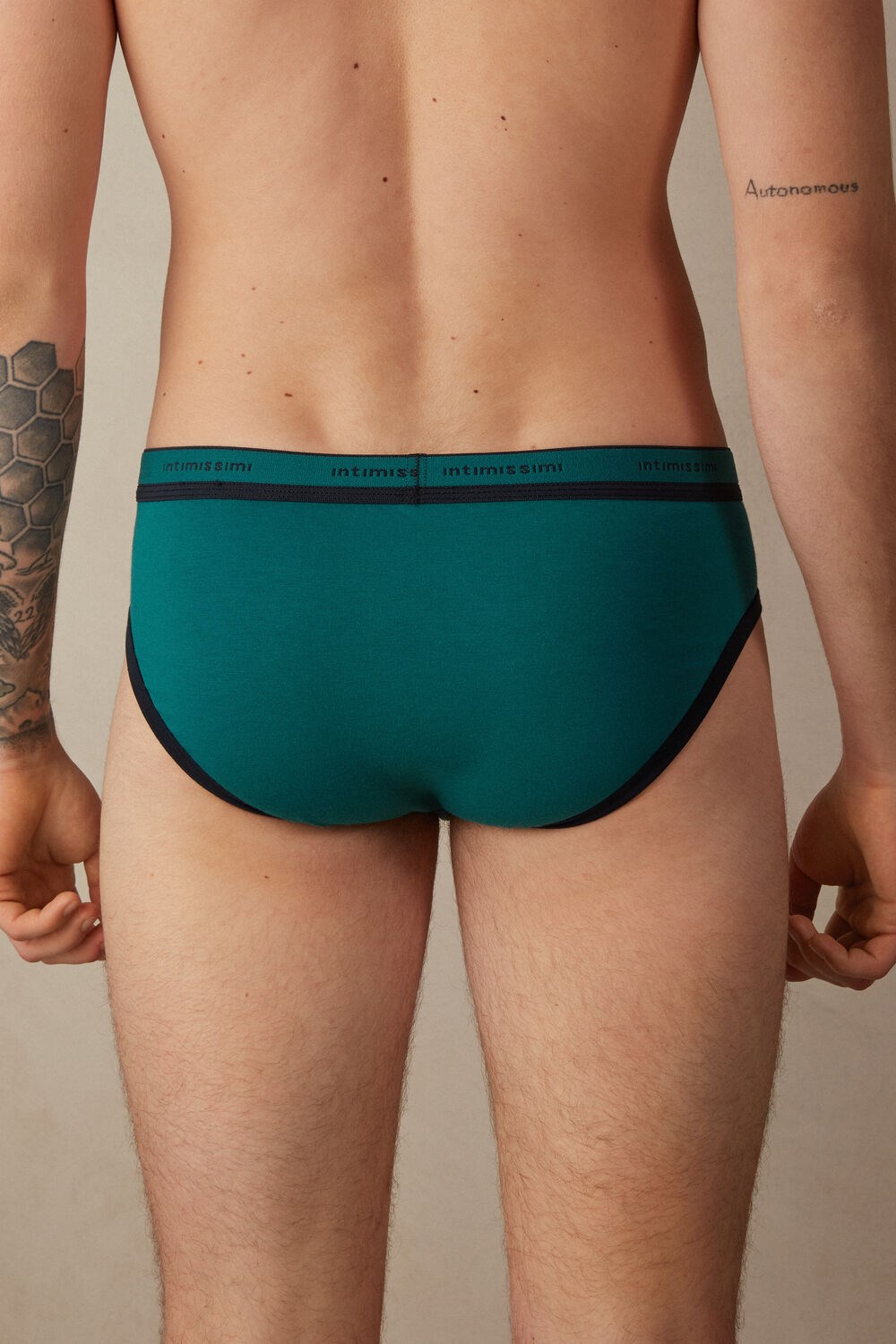 Intimissimi Stretch Supima® Katoenen Brief with Logo Detail Groen Groen Blauw | 67032MJWO