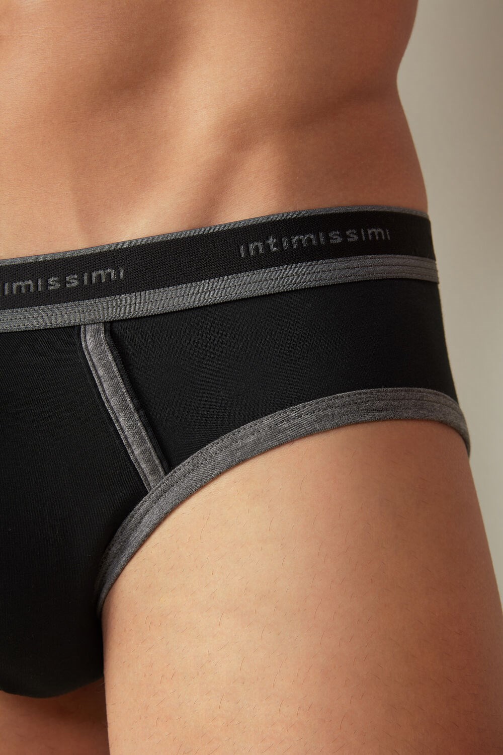 Intimissimi Stretch Supima® Katoenen Brief with Logo Detail Zwart | 67953ZWQJ