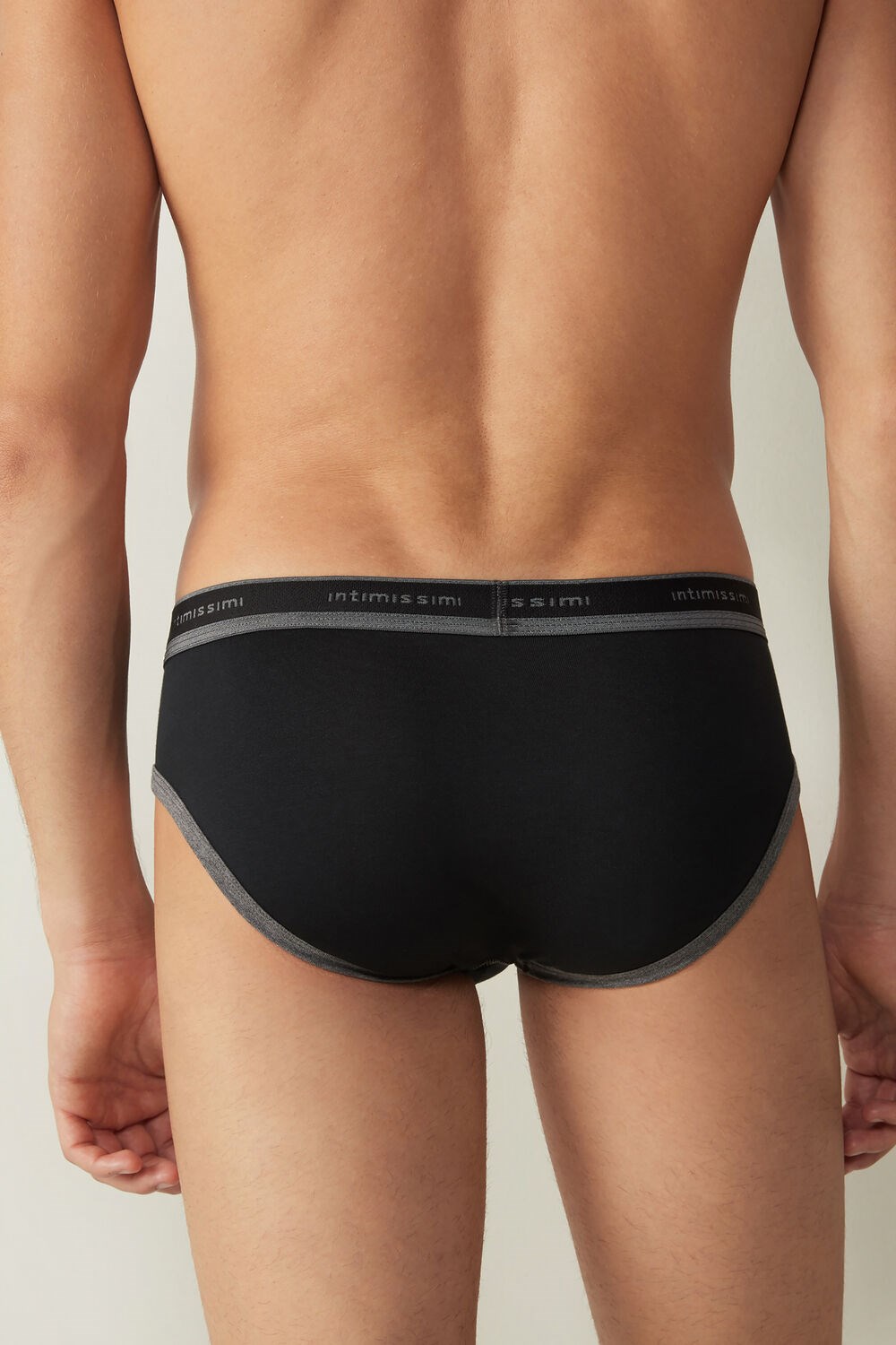 Intimissimi Stretch Supima® Katoenen Brief with Logo Detail Zwart | 67953ZWQJ