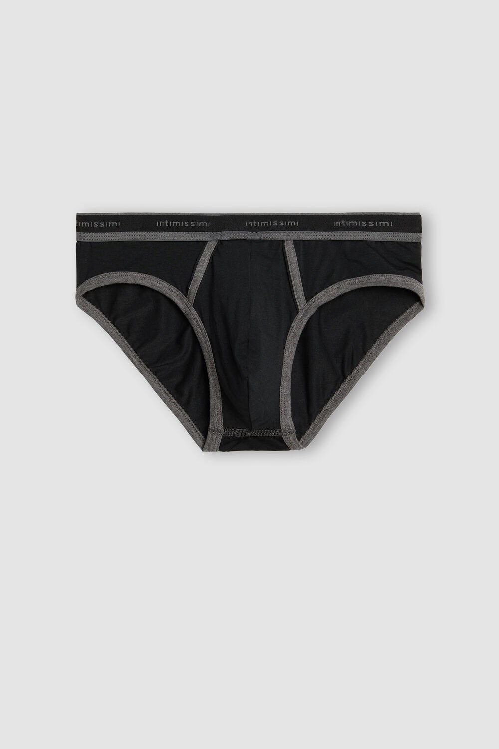 Intimissimi Stretch Supima® Katoenen Brief with Logo Detail Zwart | 67953ZWQJ