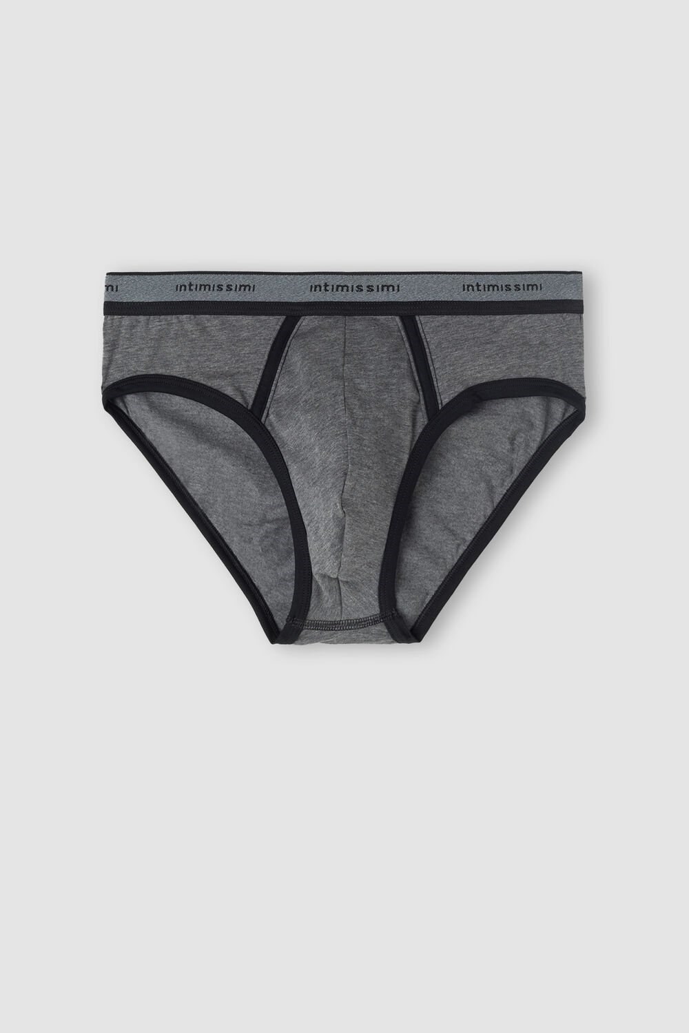 Intimissimi Stretch Supima® Katoenen Brief with Logo Detail Zwart Grijs Zwart | 82376PQFY