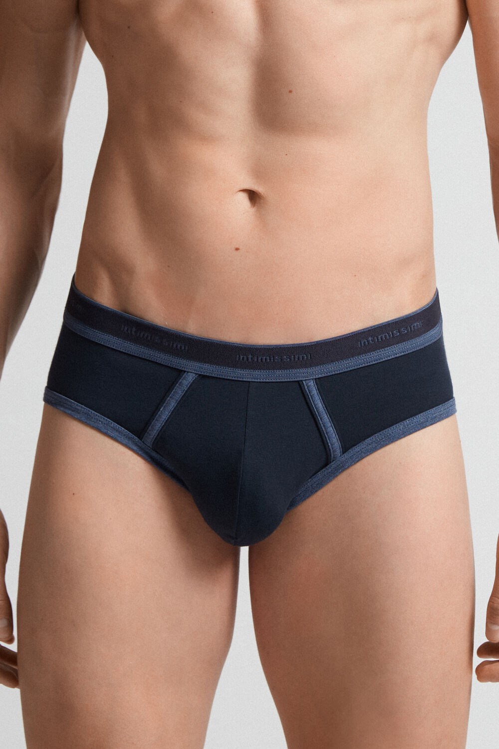 Intimissimi Stretch Supima® Katoenen Brief with Logo Detail Blauw Blauw Blauw | 91436GKNX