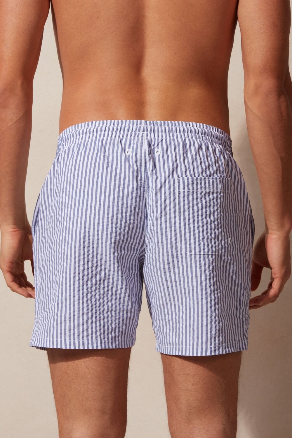 Intimissimi Stripe Print Seersucker Swim Trunks Blauw Wit Donkerblauw Blauw | 78519DCJU