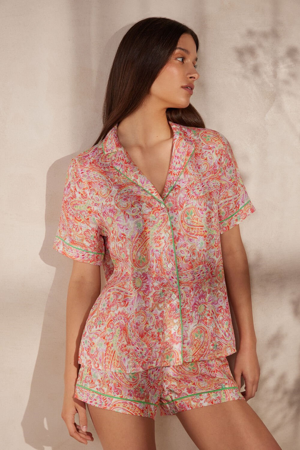 Intimissimi Summer Journey Kort Sleeve Linen Shirt Gekleurd | 52074VQOH